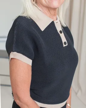 Contrast Polo- Black