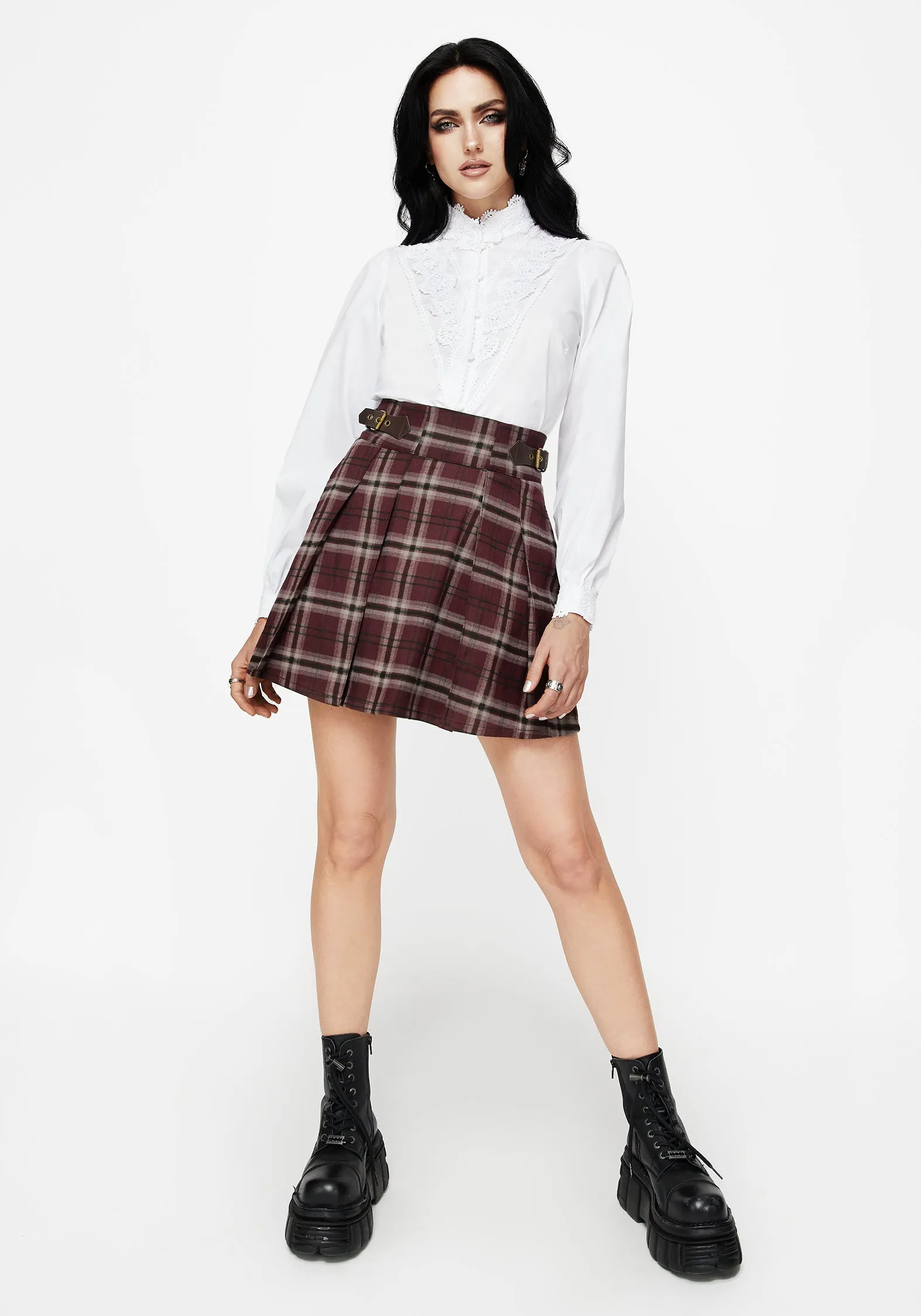 Morgaine Lace Detail Button Up Shirt - White Double Stitched Seams Distressed finish