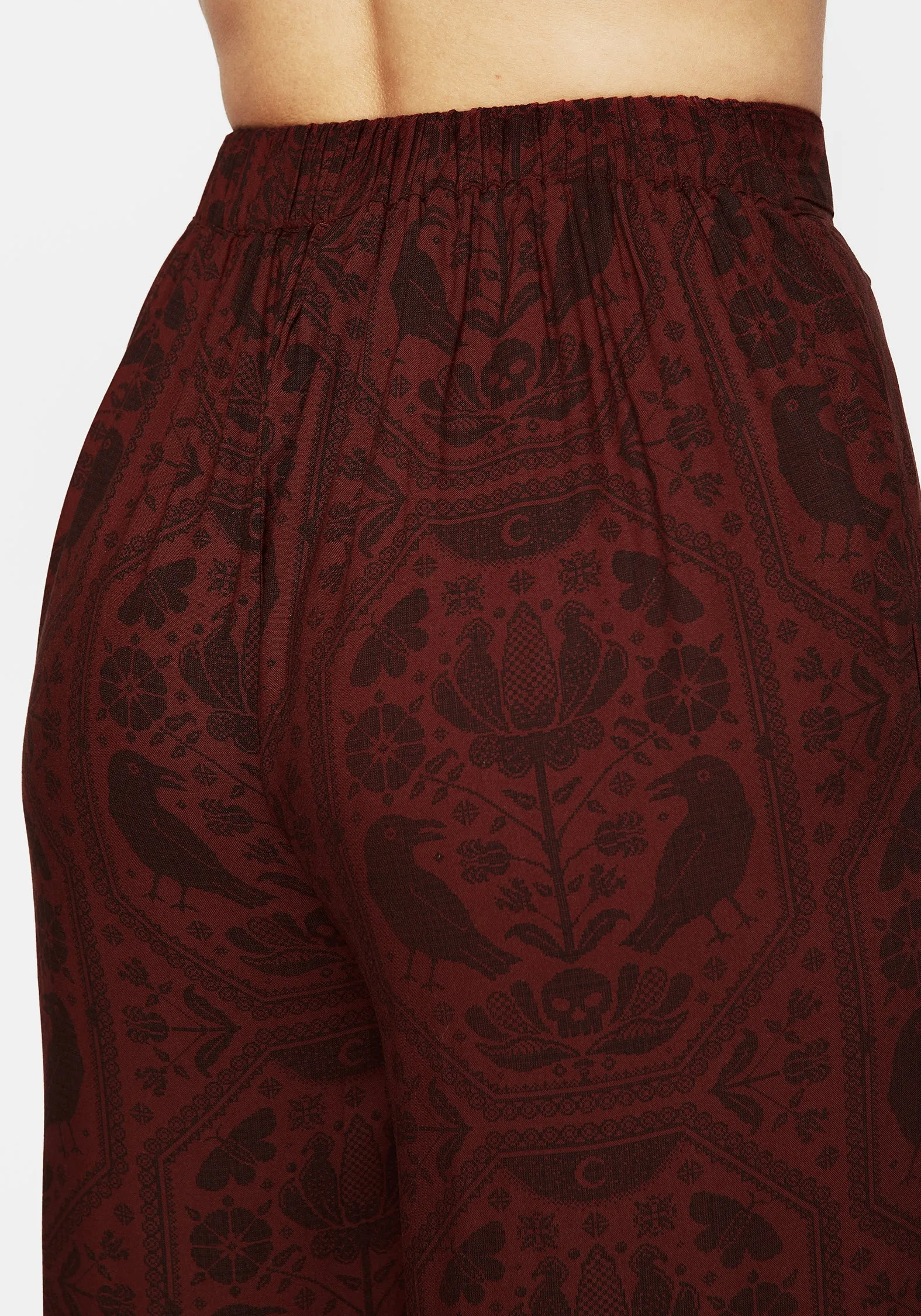 Hypoallergenic fabric Annabel Tie Waist Wide Leg Culotte Trousers - Rust