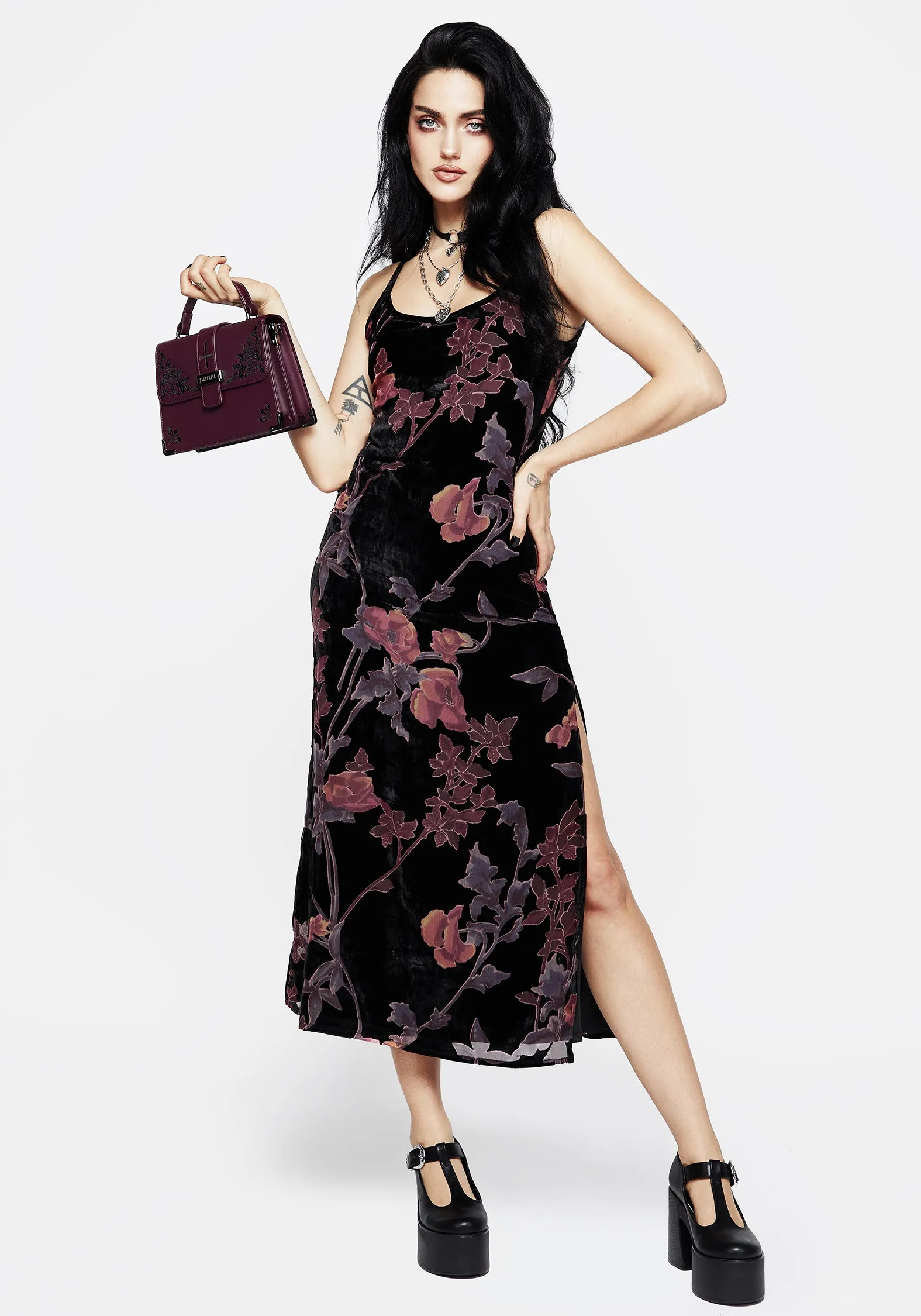 Waterlily Devor?? Velour Midaxi Slip Dress Work Option