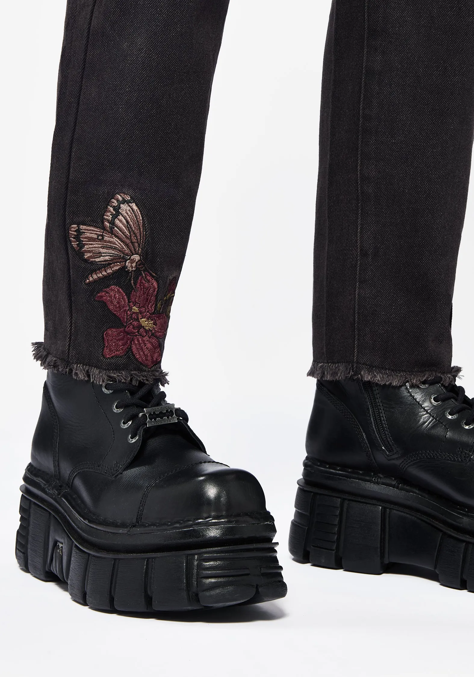 Valeria Floral Moth Embroidered Mom Jeans Built For Life Functional Outfit