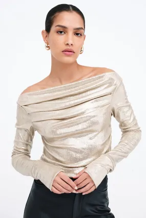 BondedShoulderTaping Chic Sweater Cooper Metallic Top