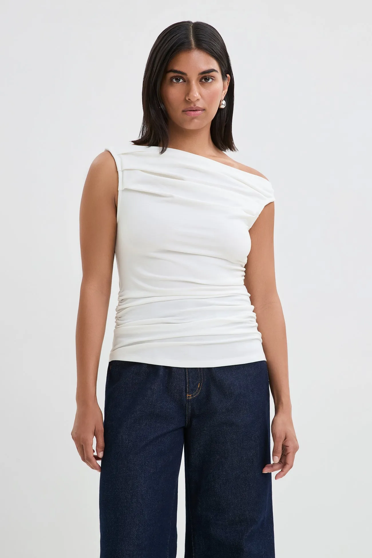 Cooper Sleeveless Top Rolled Hem Finish Flatlock stitching