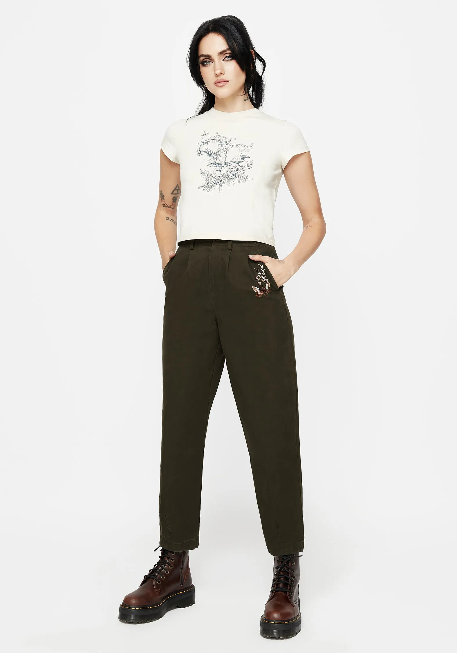 Copia Embroidered Tapered Tailored Trousers Perfectly Fit