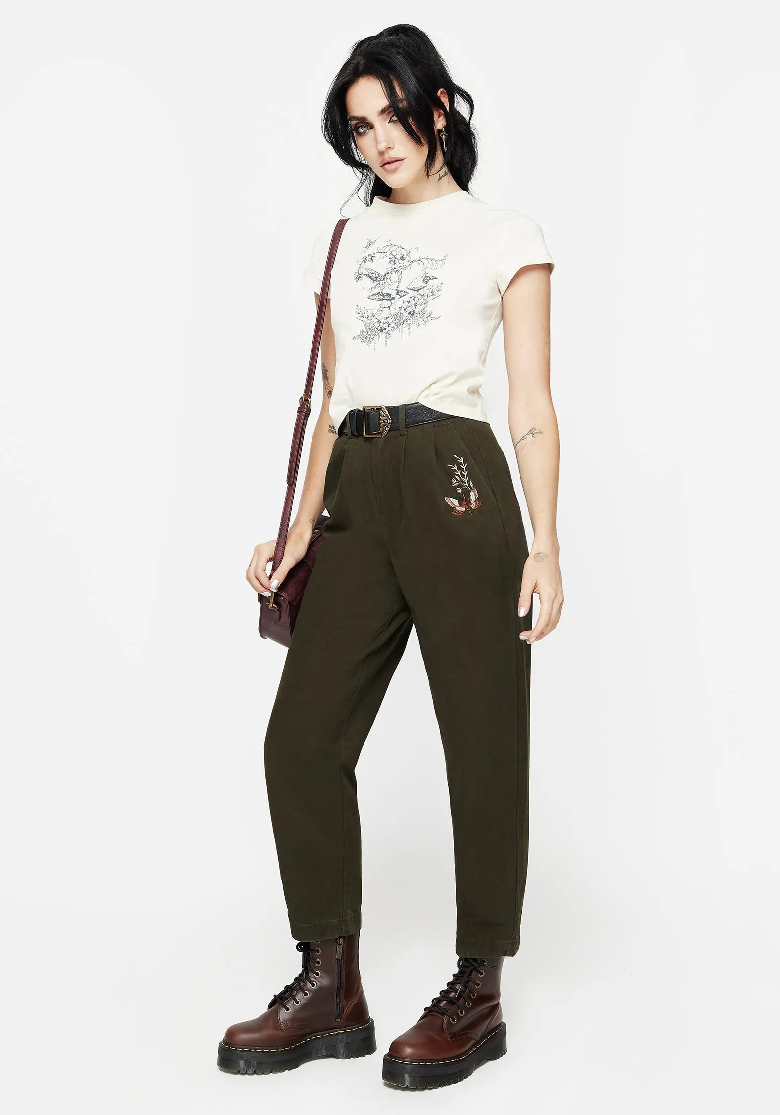 Copia Embroidered Tapered Tailored Trousers StretchMaterial