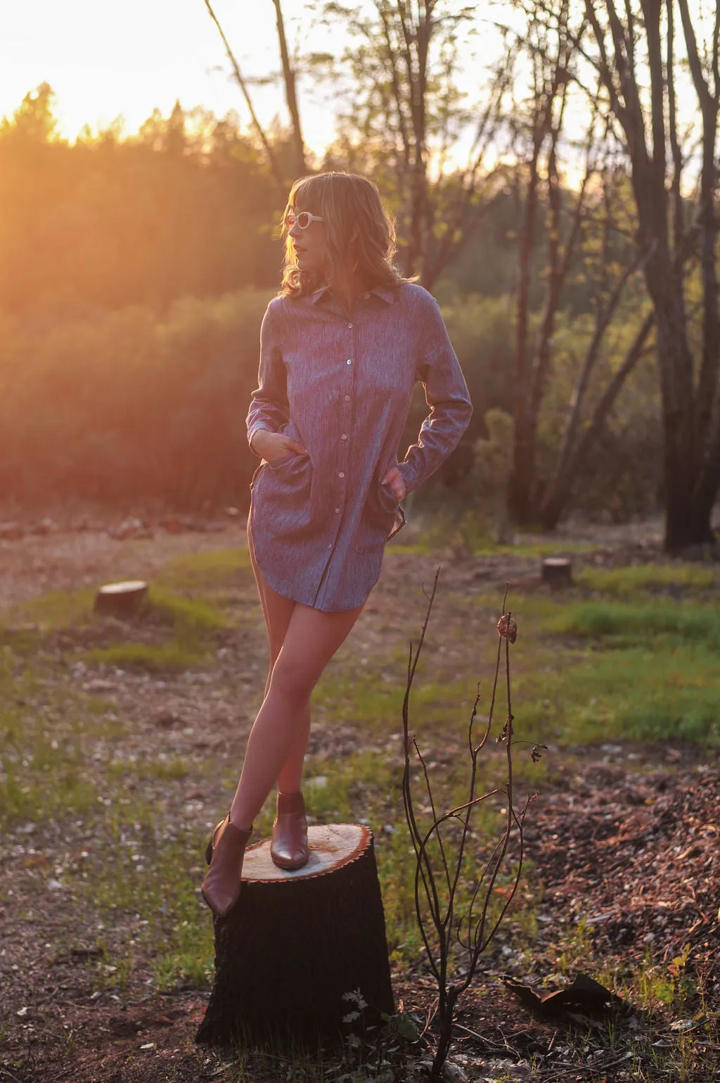 Street Style Cora Cover Up in Heatherd Stone Linen