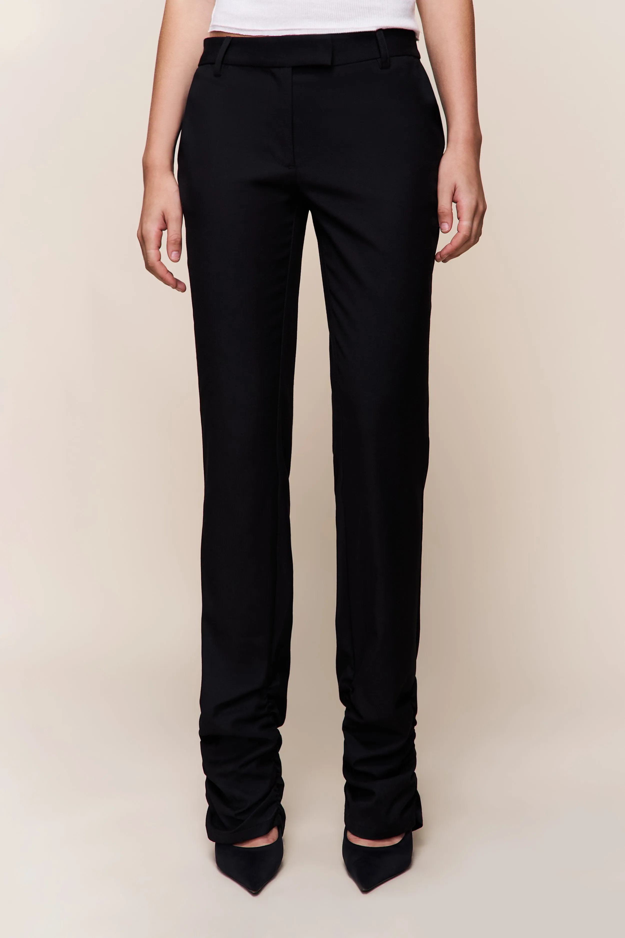 Cora Ruched Hem Pant Pocket Reinforcement Denim finish