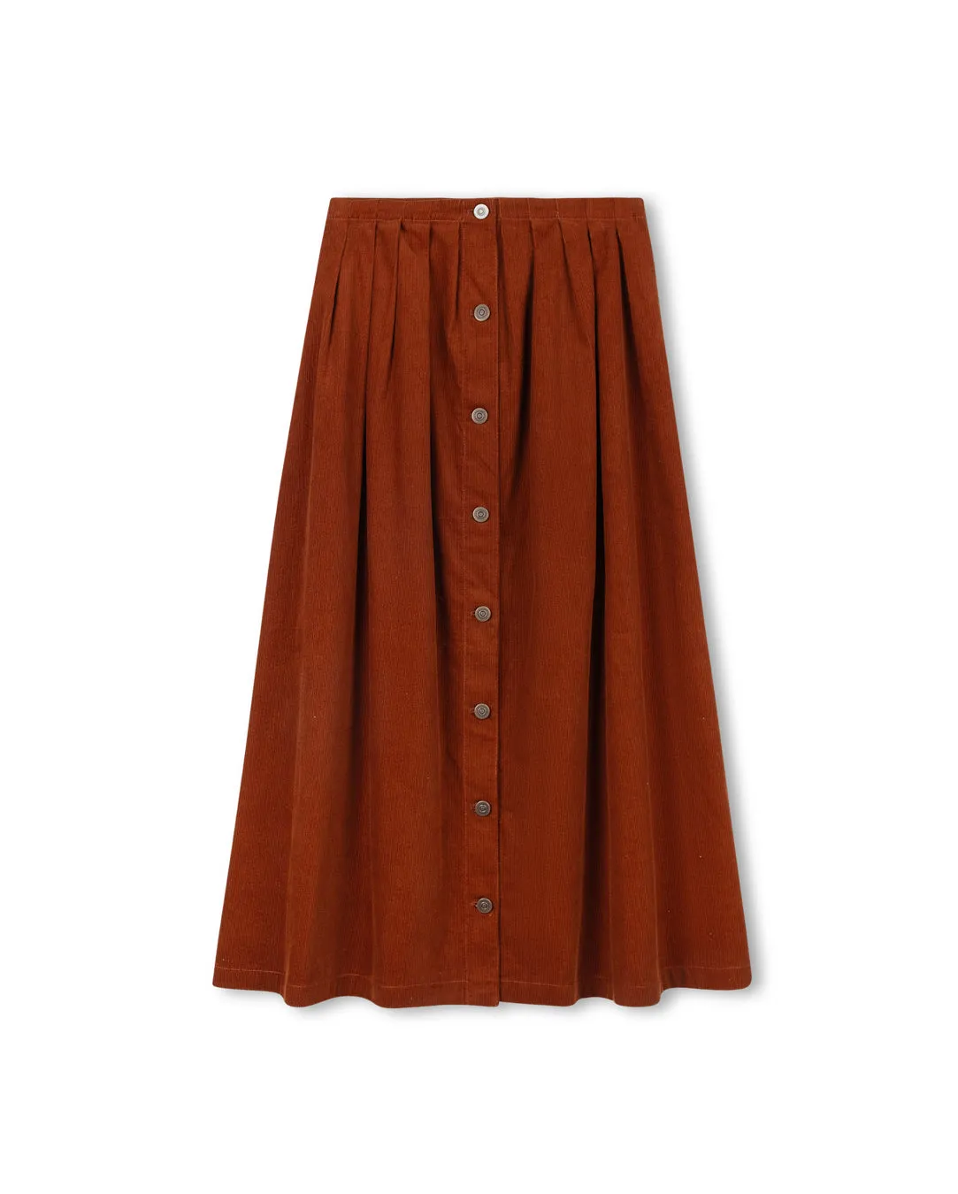 Vegan Material Corduroy Button Down Skirt
