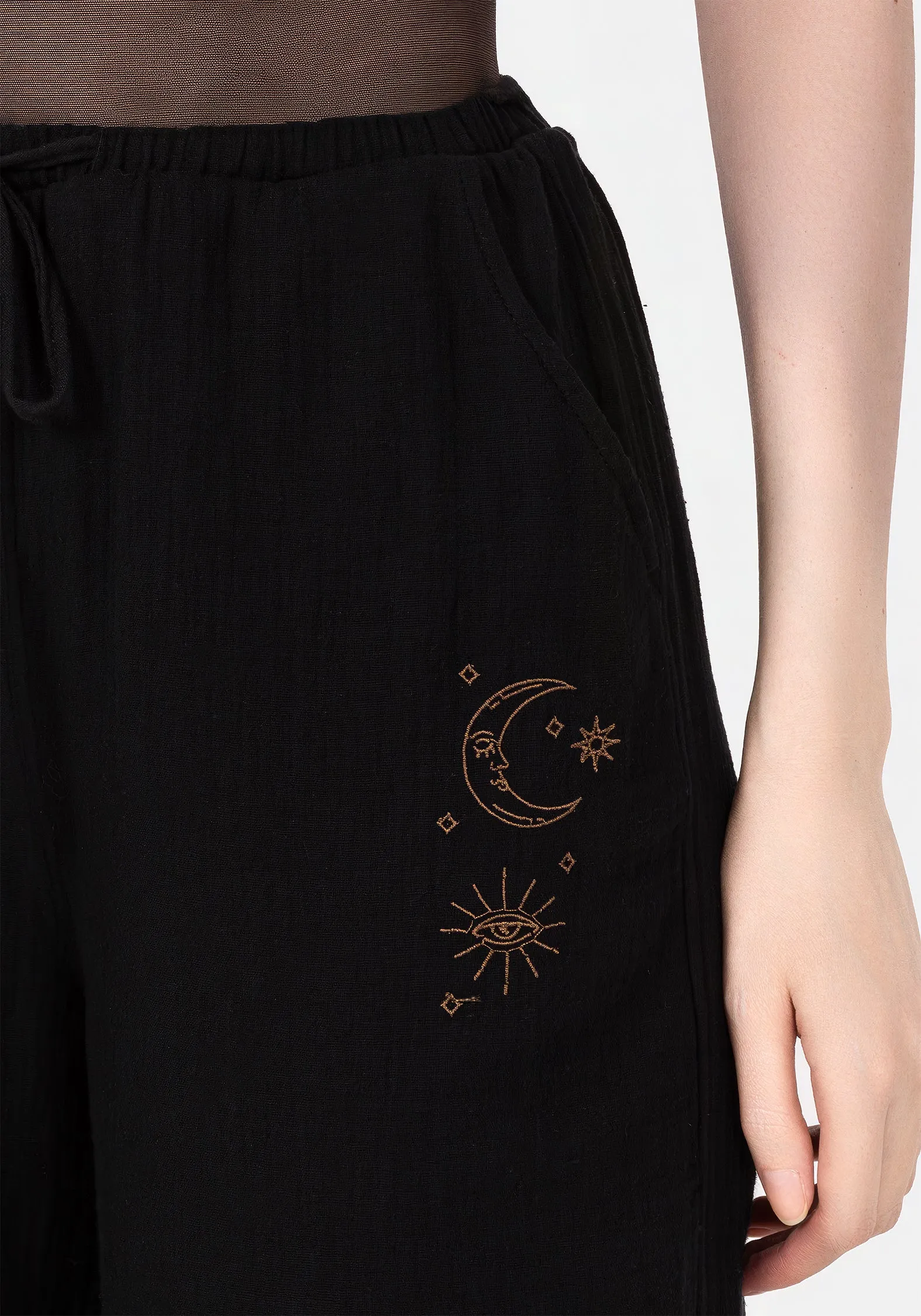 Boho chic Cosmos Embroidered Wide Leg Trousers