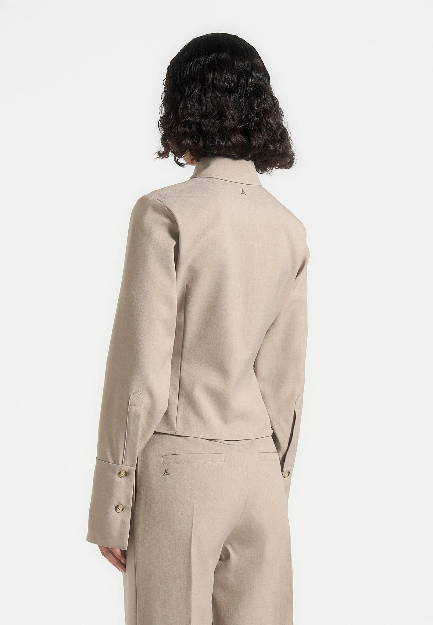 Sonia - Tailored Angled Shirt - Taupe Light Casual Wear