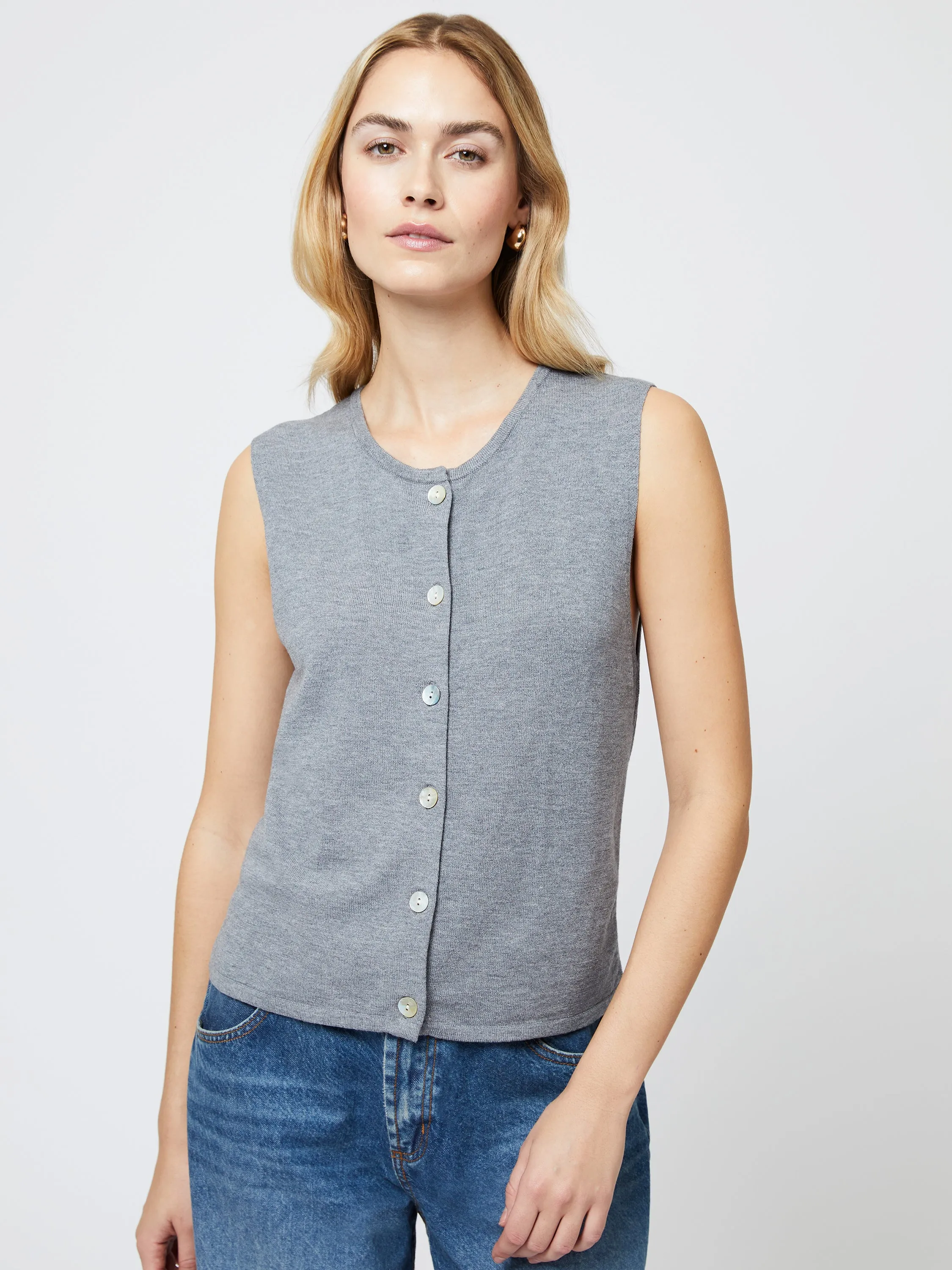 Cosysoft Buttoned Sweater Vest Ribbed Collar Design