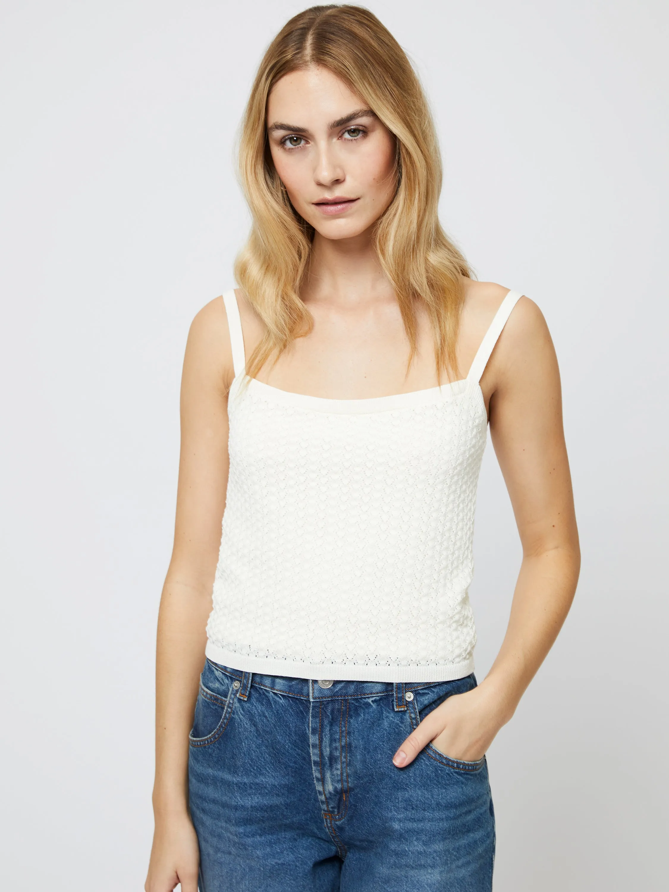 Cotton Blend Pointelle Cami Home Comfort Cold Mornings