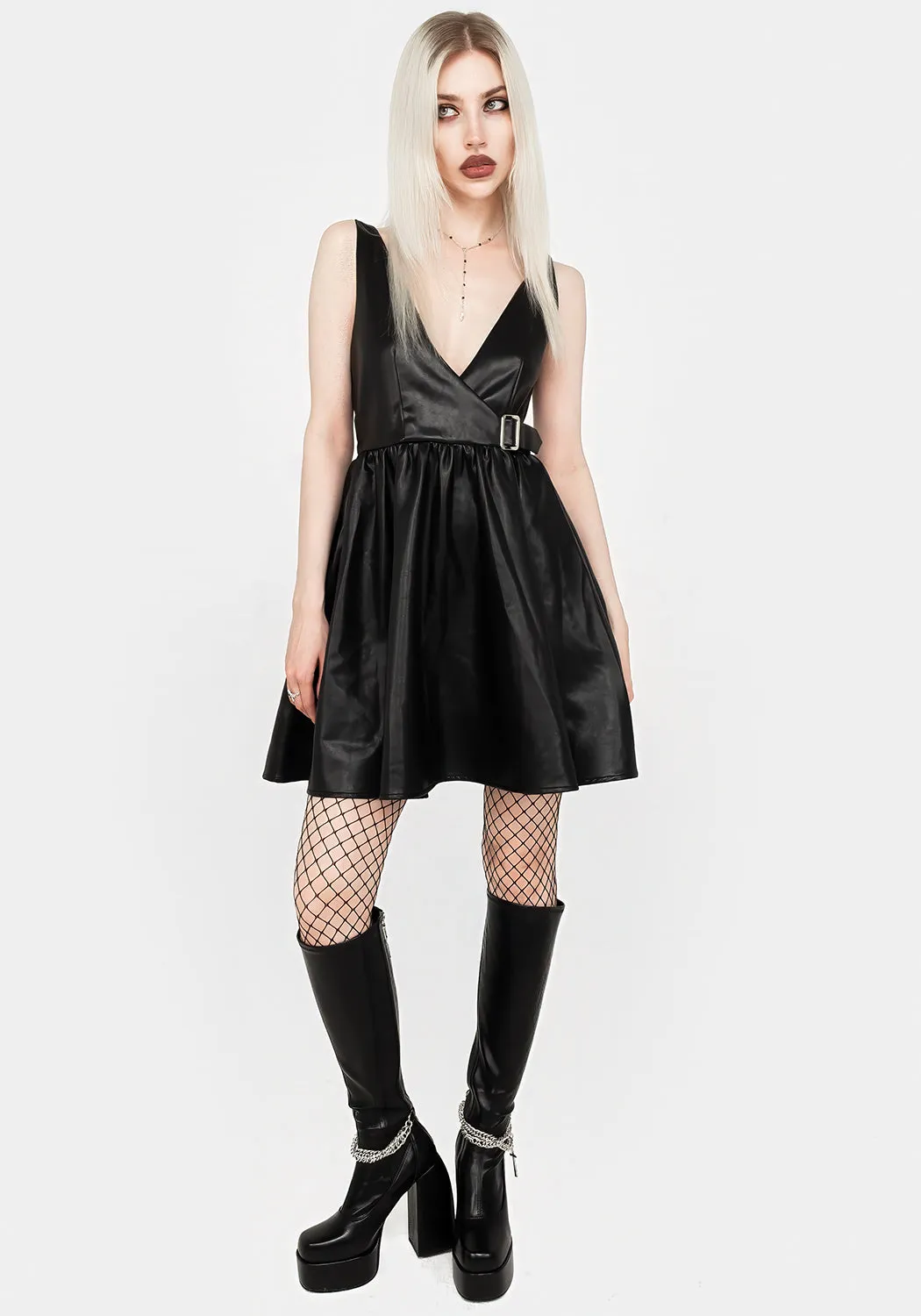 Opium Faux Leather Mini Dress Scene Sharp