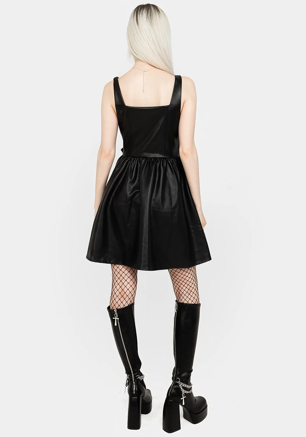 Hip-Flattering Opium Faux Leather Mini Dress