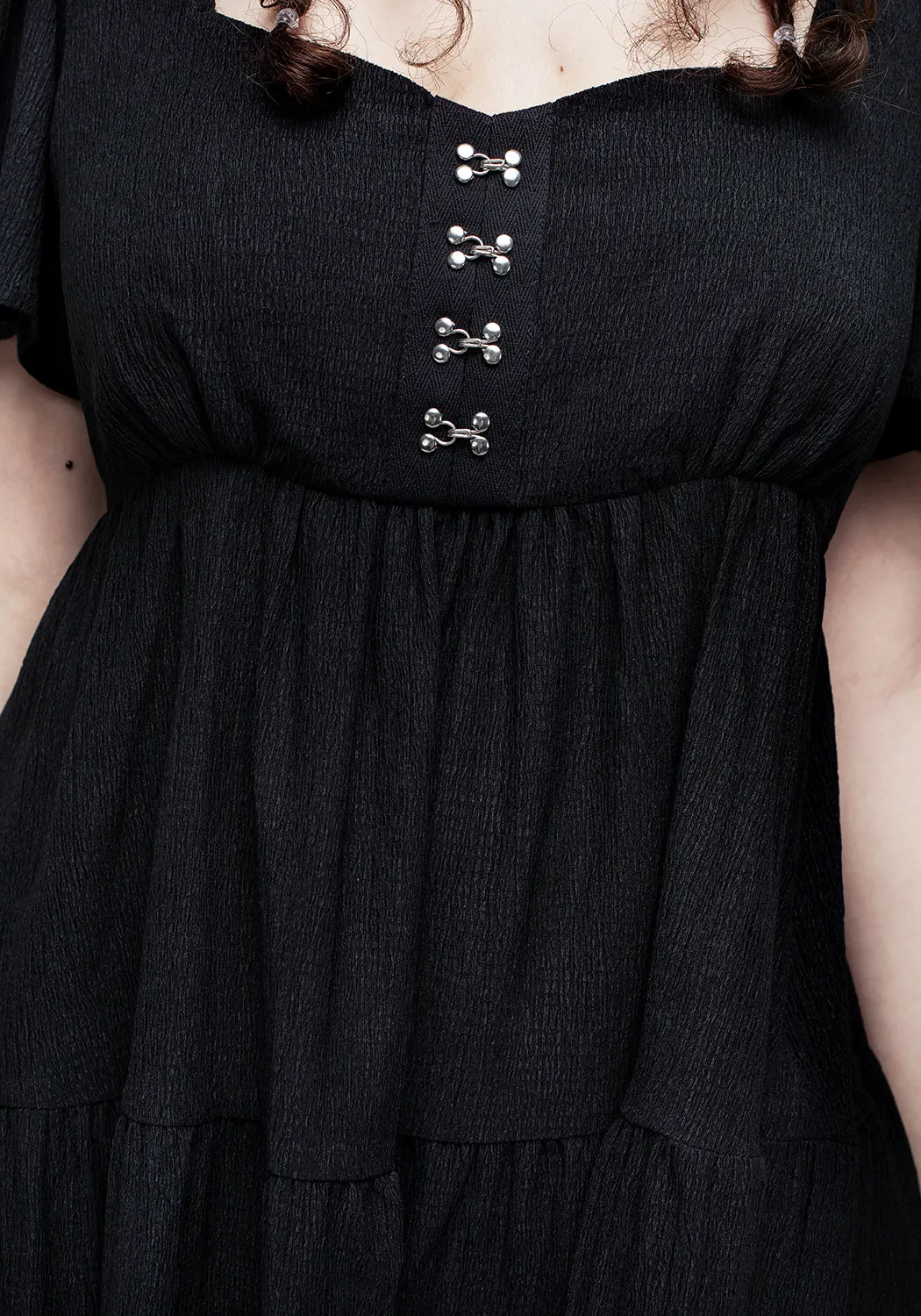 Revenge Tiered Crinkle Mini Dress Simple Comfort