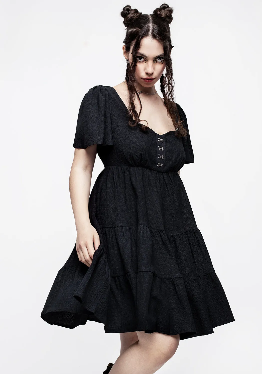 Classic Edge Revenge Tiered Crinkle Mini Dress