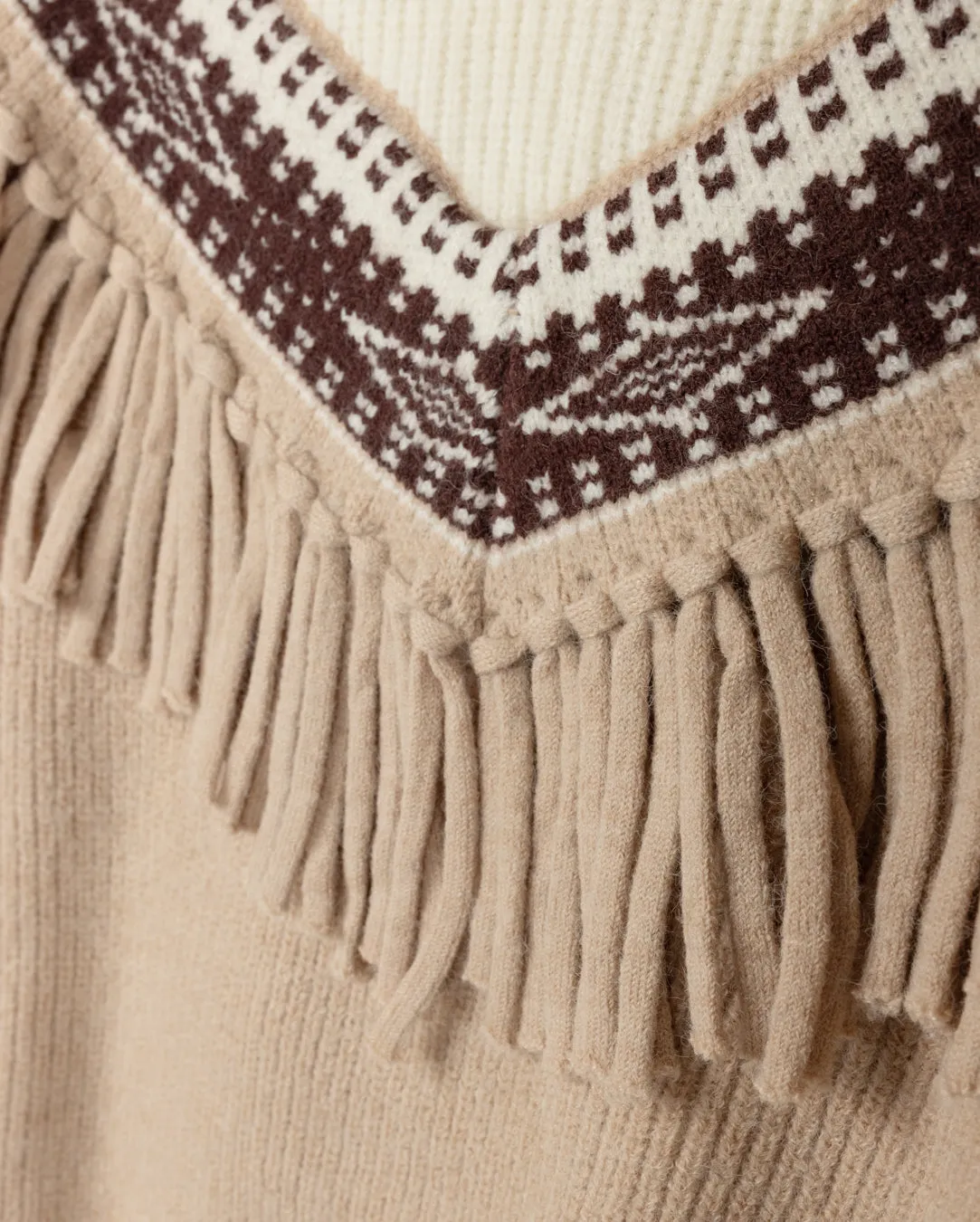 Fringes V Detailed Knit Top Anti Pilling Treatment