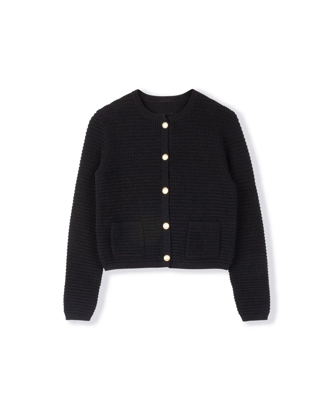 Knit Gold Button Cardigan Soft Layering Knitwear Design