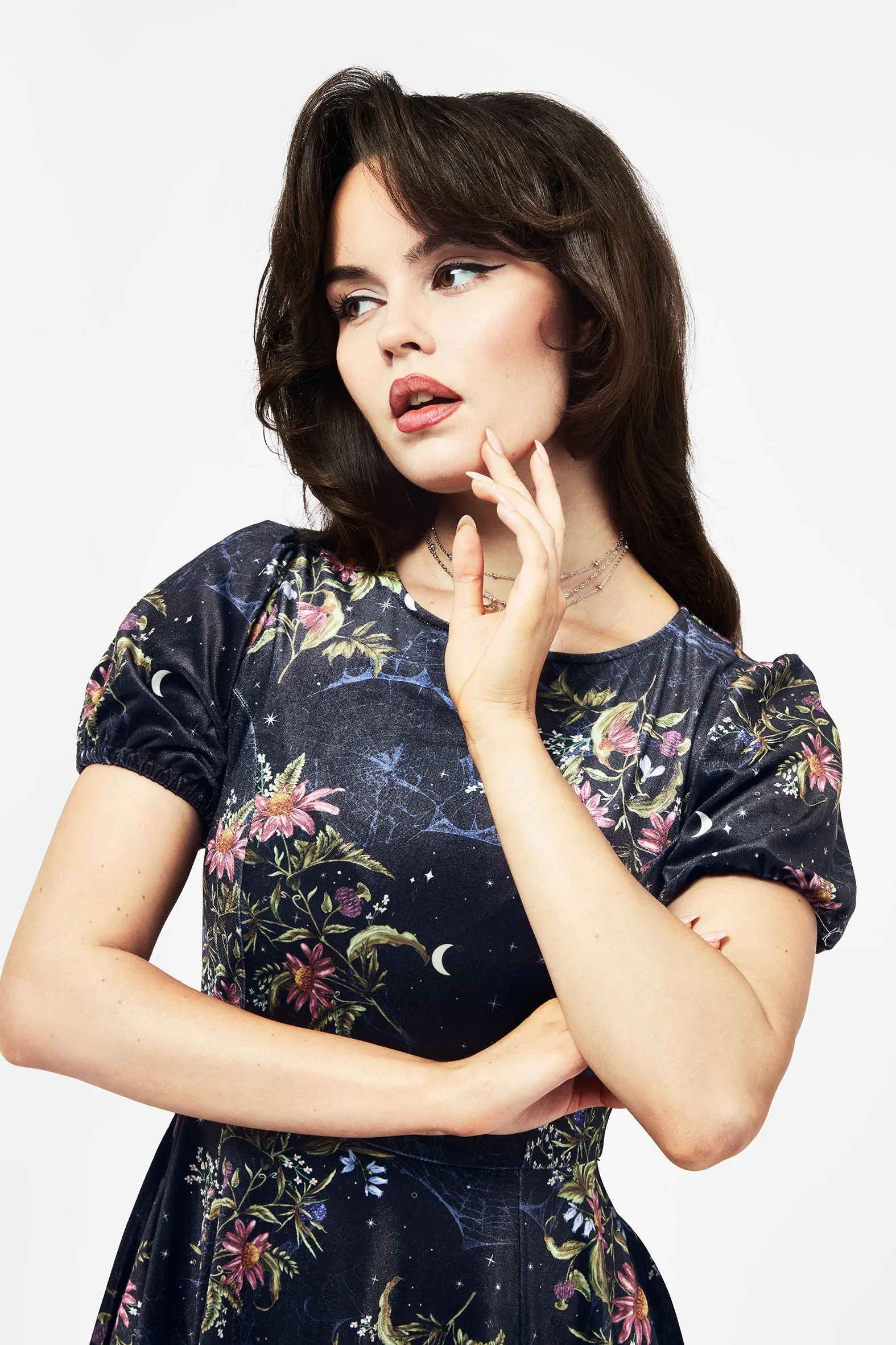 Perfect Fit Cleome Floral Spiderweb Velour Mini Dress