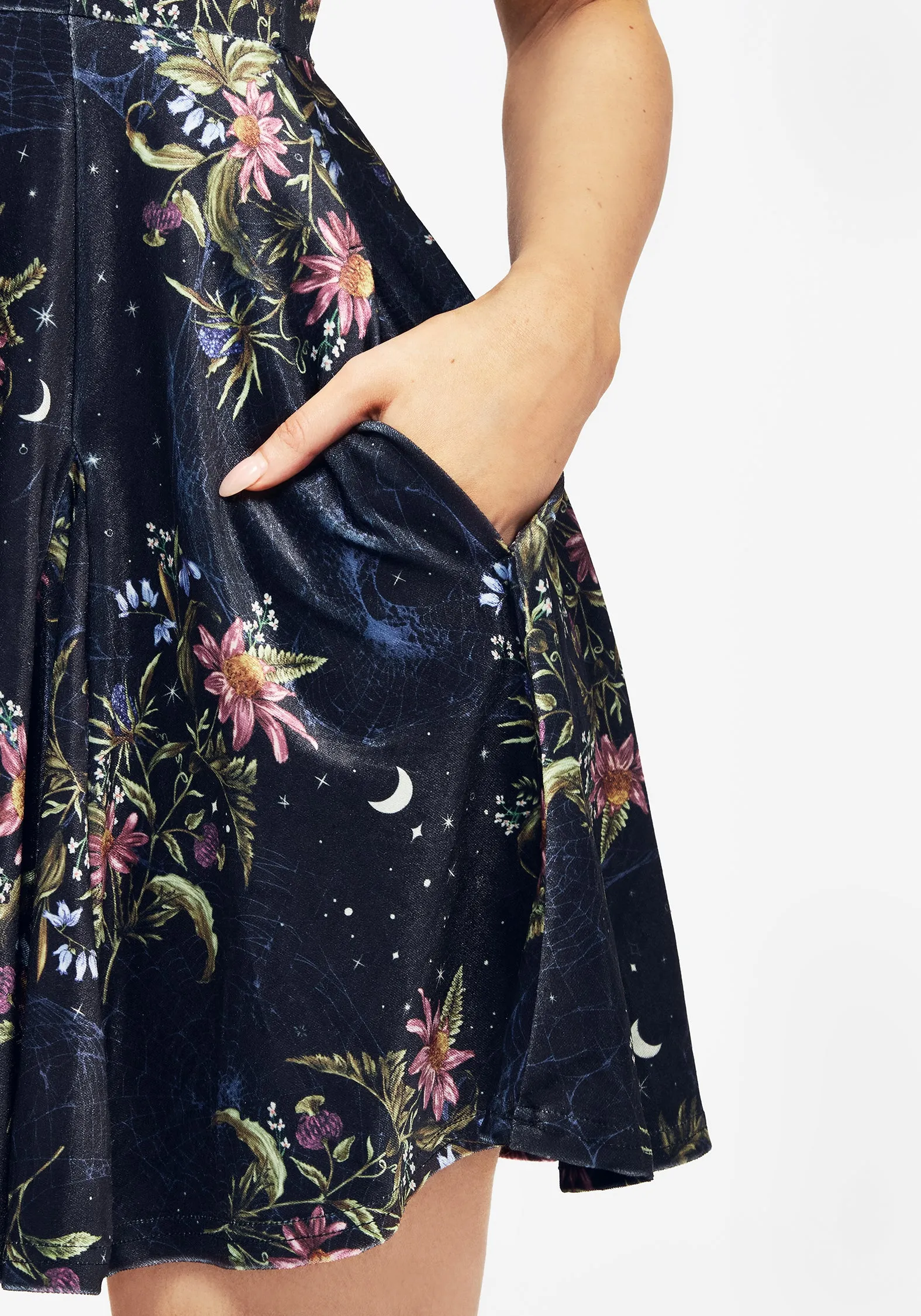 Cleome Floral Spiderweb Velour Mini Dress Flexible frame