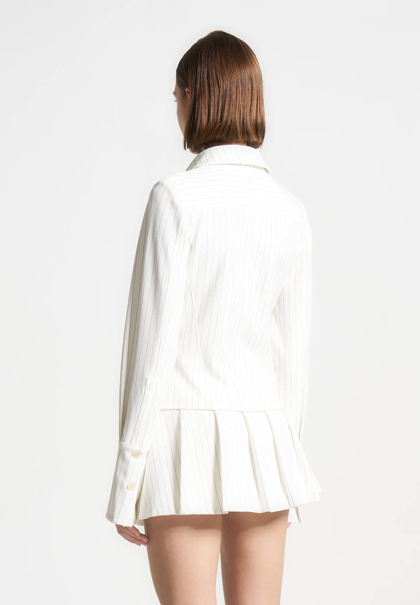Sonia - Pinstripe Angled Shirt - White ReinforcedNeckline