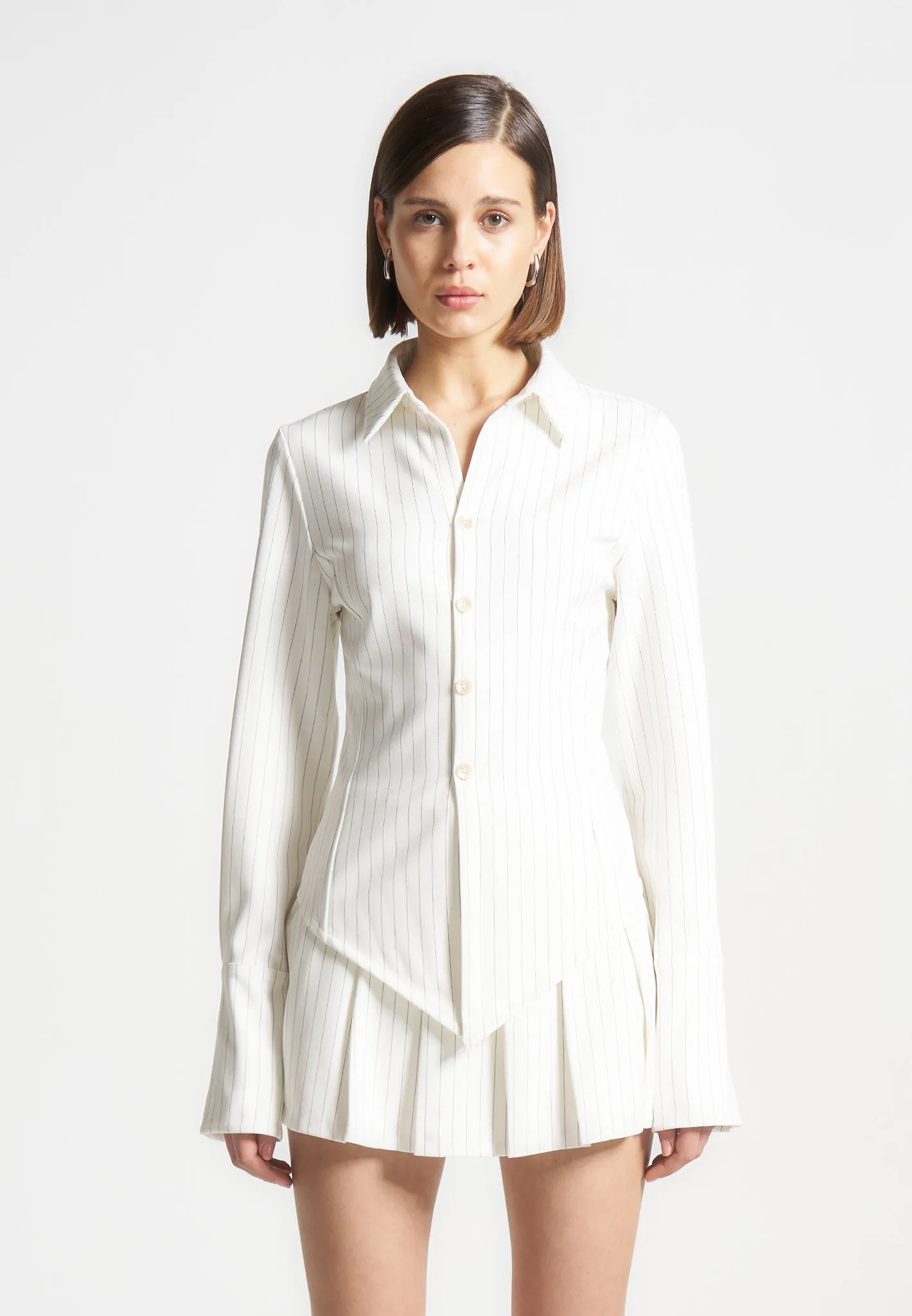 Light Comfort Sonia - Pinstripe Angled Shirt - White
