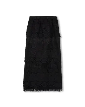Custer Embroidered Fringe Skirt Texture Focus