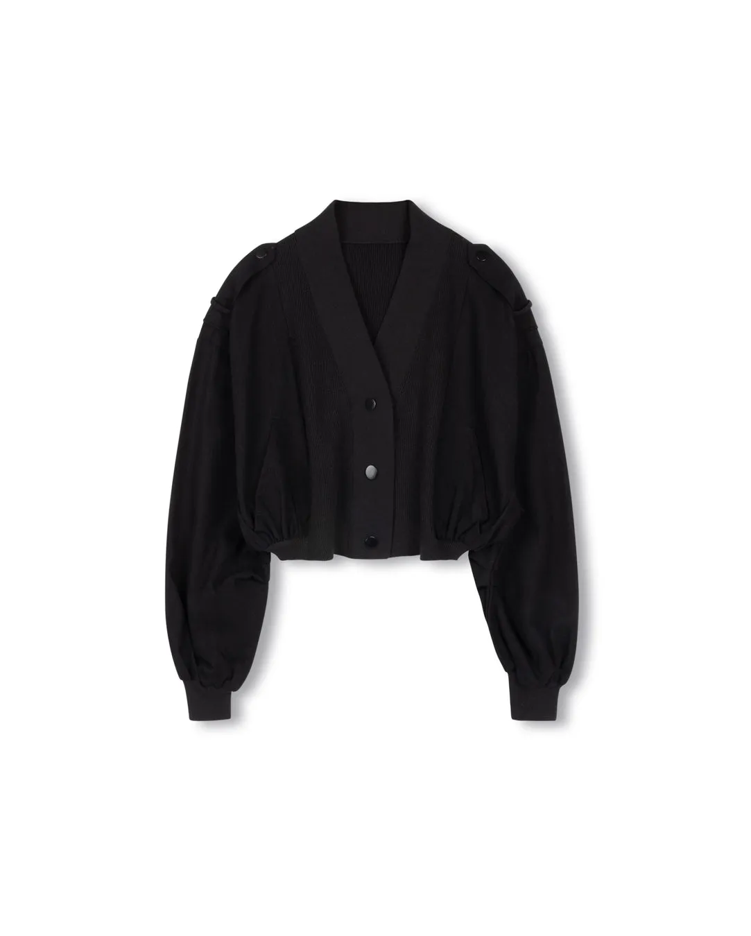 Relaxed Silhouette Denim And Knit Crop Cardigan