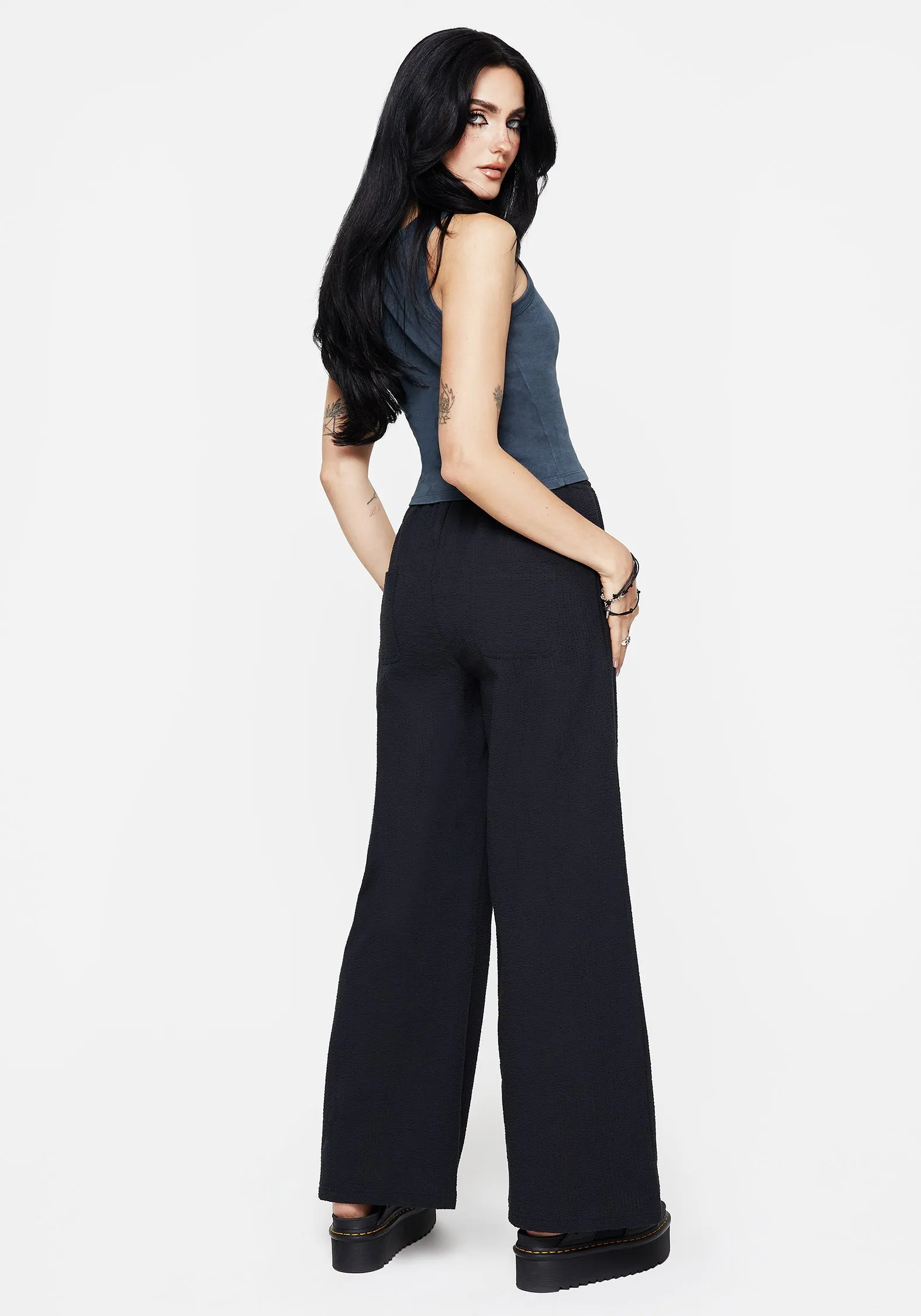 TemperatureRegulation Anti Pilling Surface Rian Seersucker Straight Leg Trousers