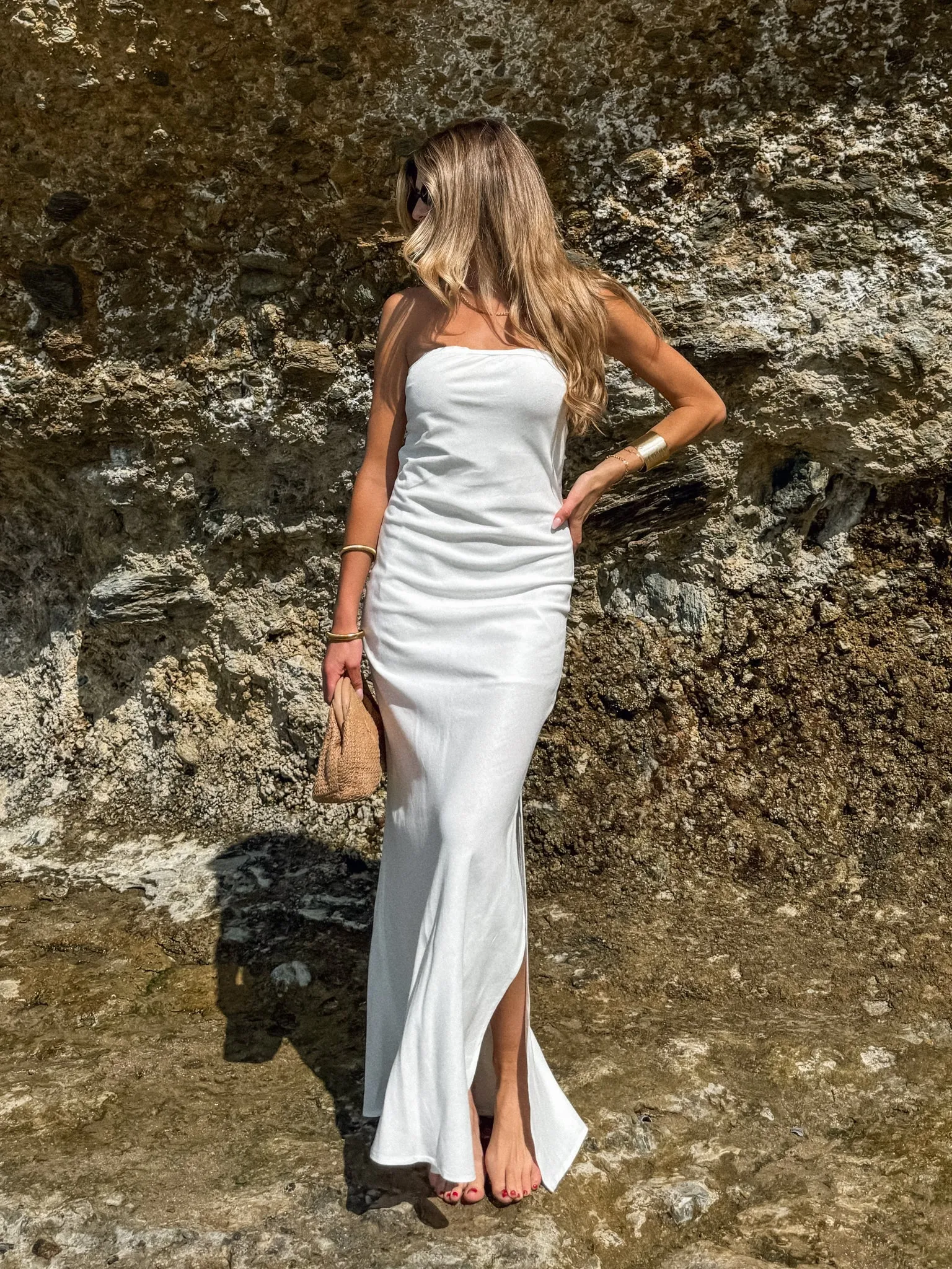 NonIrritating Seams Calypso Strapless Linen Dress - Final Sale