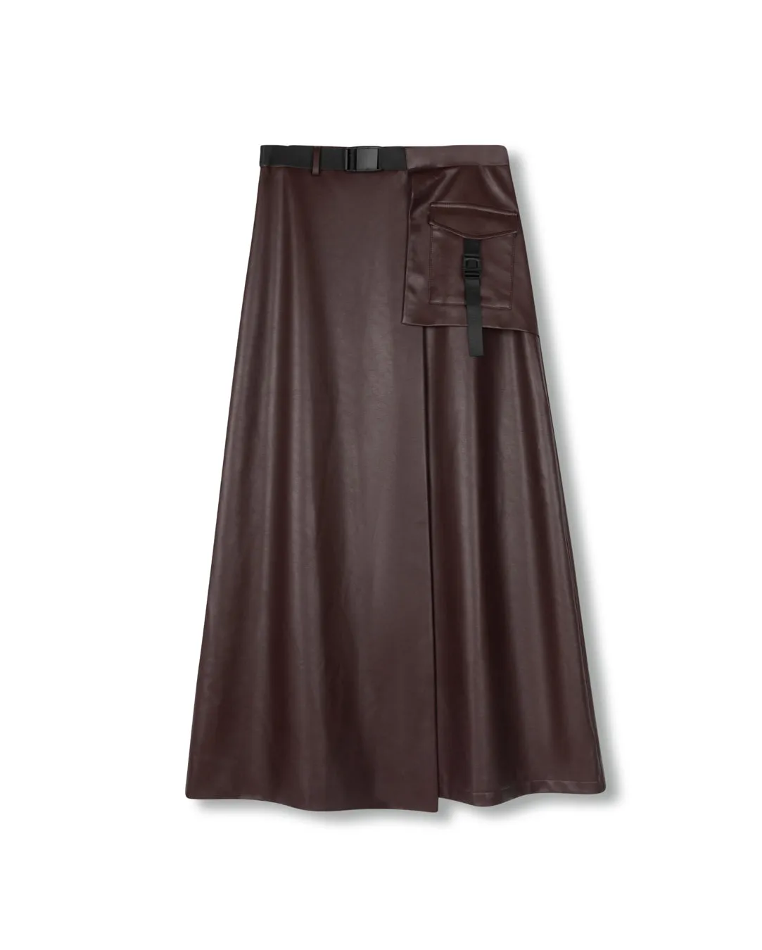 Minimal Vibe Buckle Leather Skirt
