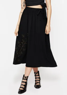 Cressida Moth Embroidered Midi Skirt slim fit