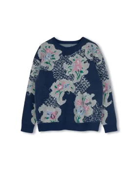 Textured Flower Detailed Knit Sweater Sustainable Sourcing Certified