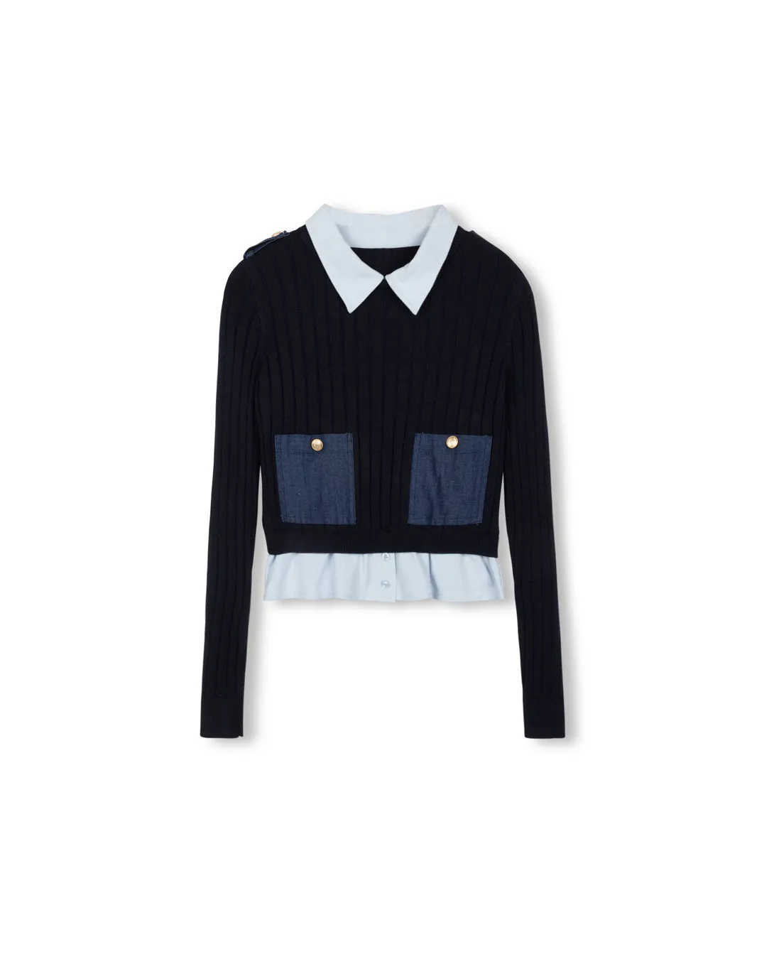 Crop Sweater And Blouse Top Chilly Wardrobe