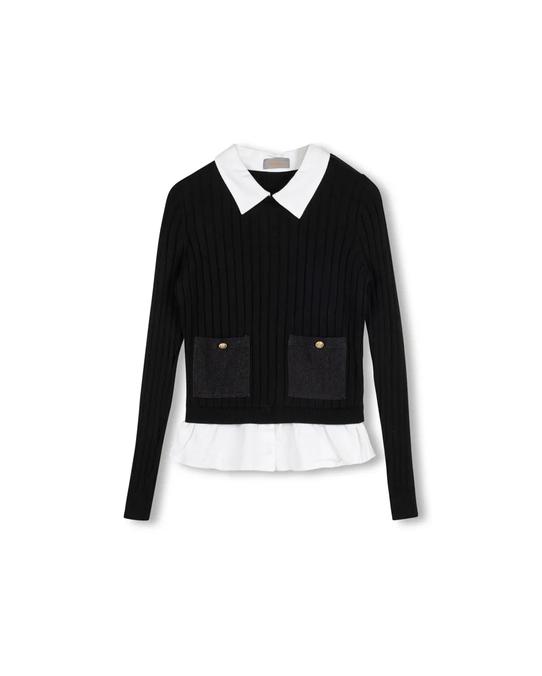 Recycled Material Blend Crop Sweater And Blouse Top