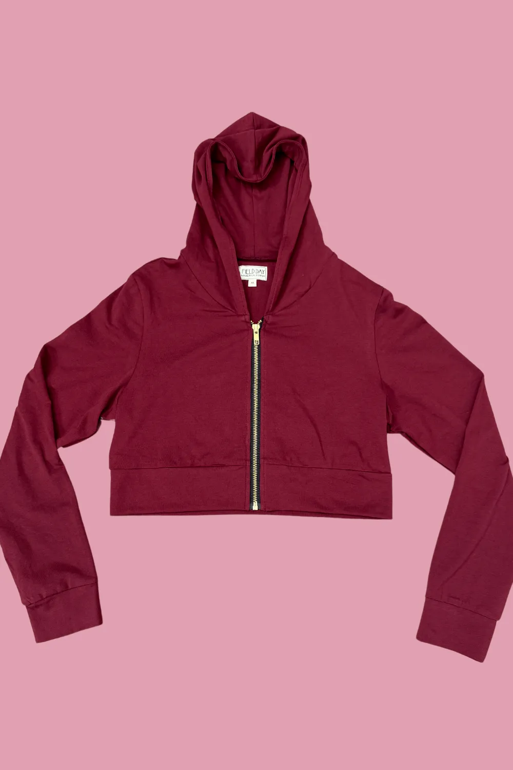 Timeless Layering Cropped Hoodie In Merlot