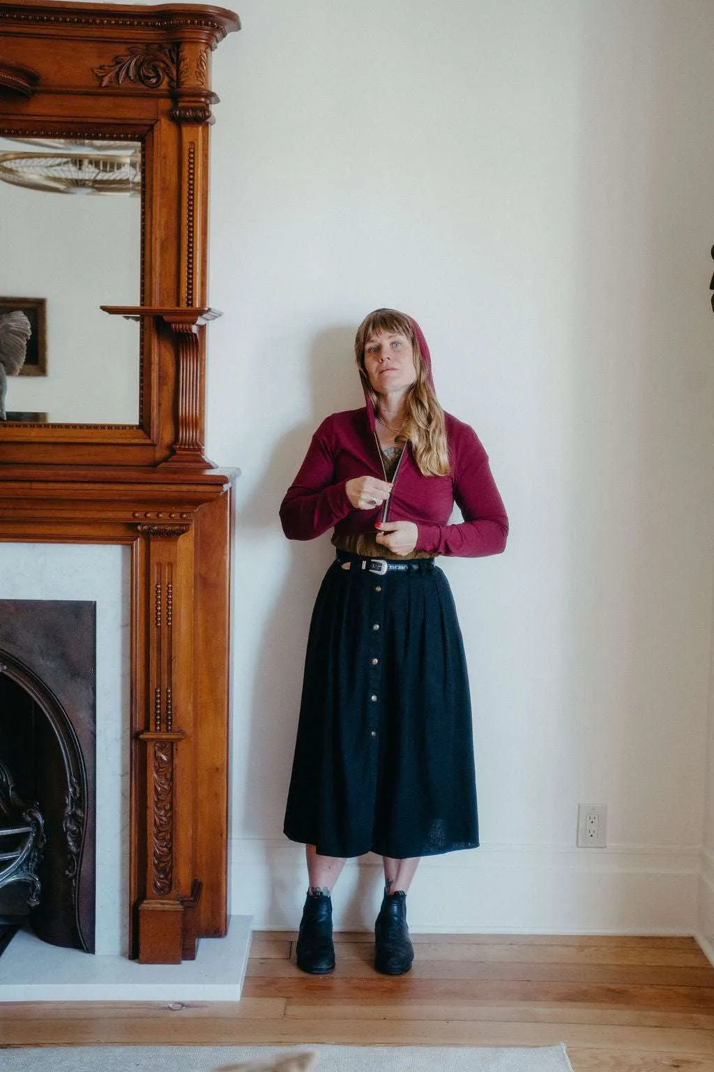 Cropped Hoodie In Merlot Abrasion Resistant Edging Warm Layer