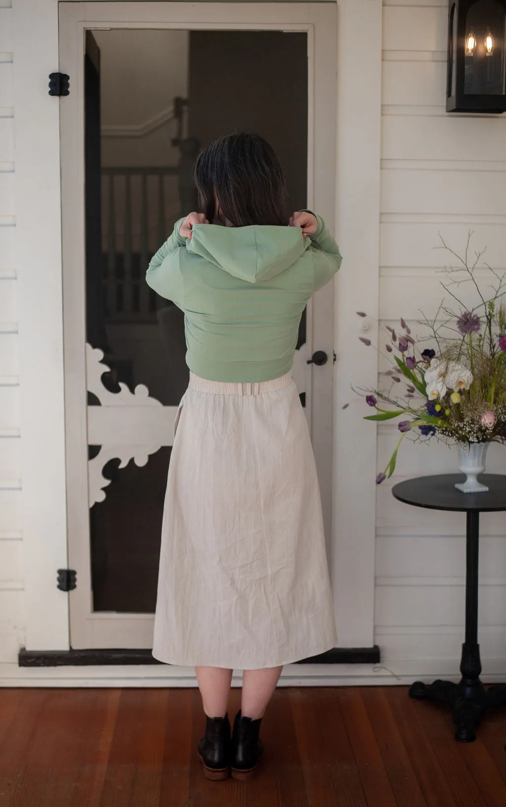 Chilly Day Outfit Cozy Style Wear Cropped Hoodie In Mint Green