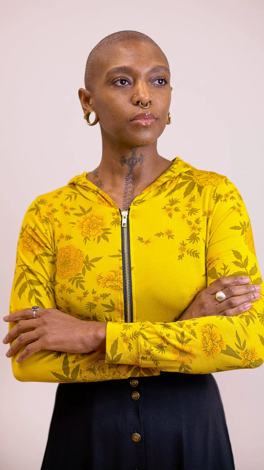 Chilly Day Style Cropped Hoodie In Sunshine Marigold