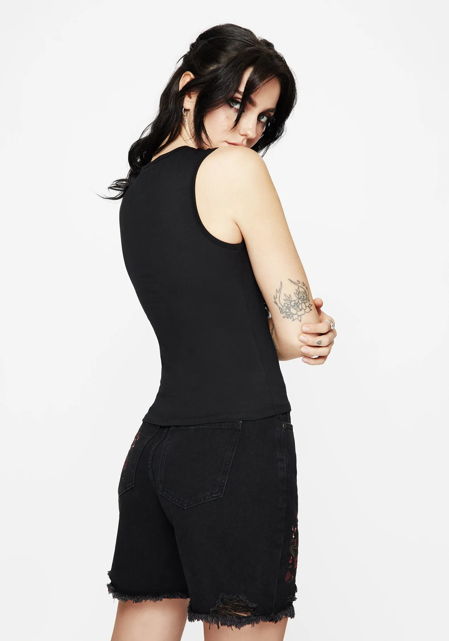 Encore Cotton Thorn and Rose Printed Sleeveless Top FrictionResistantEdges Tubular Body Construction