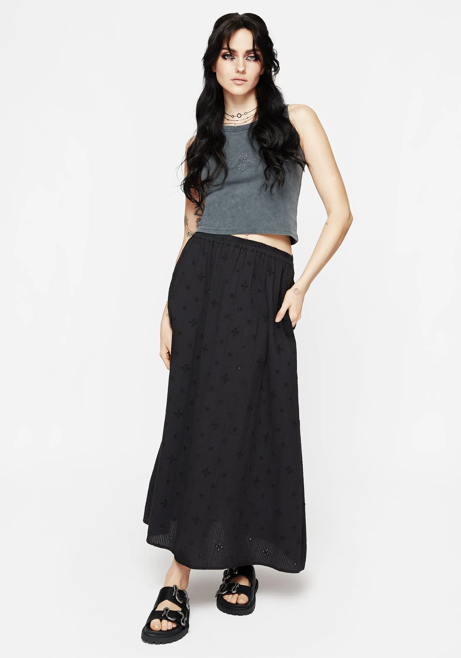 Crux Broderie Midaxi Skirt understated look