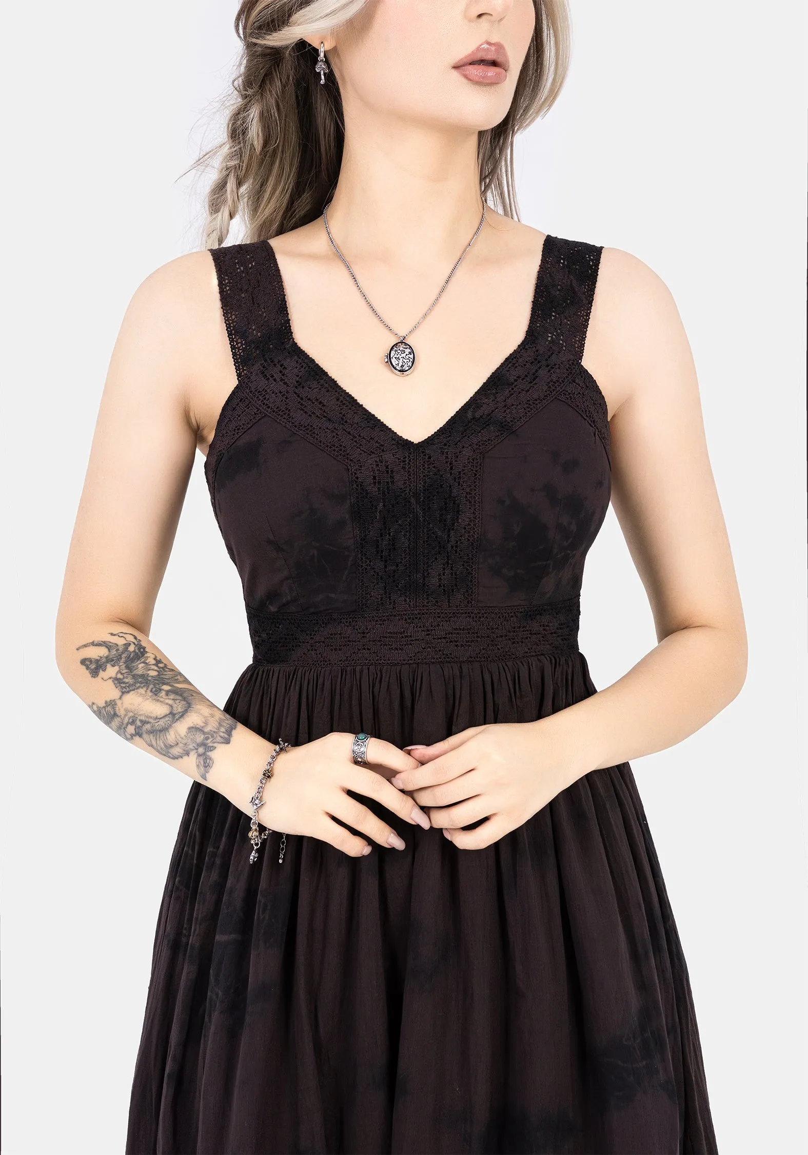 Burnout Tie Die Cotton Midaxi Dress Day Outfit Wave Soft