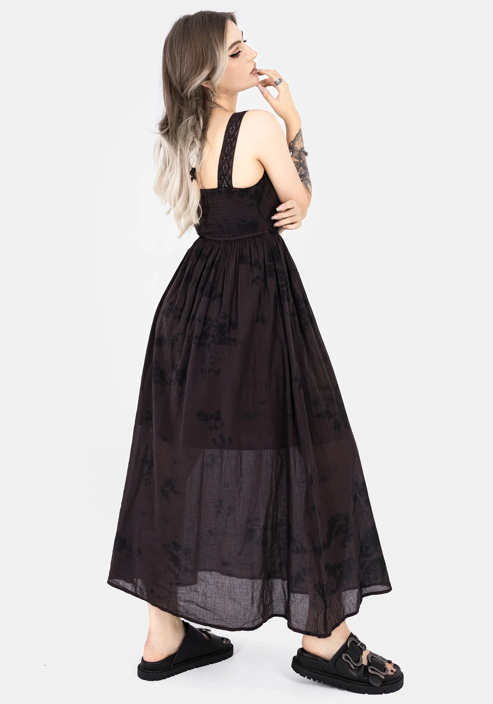 Burnout Tie Die Cotton Midaxi Dress Fit Easy