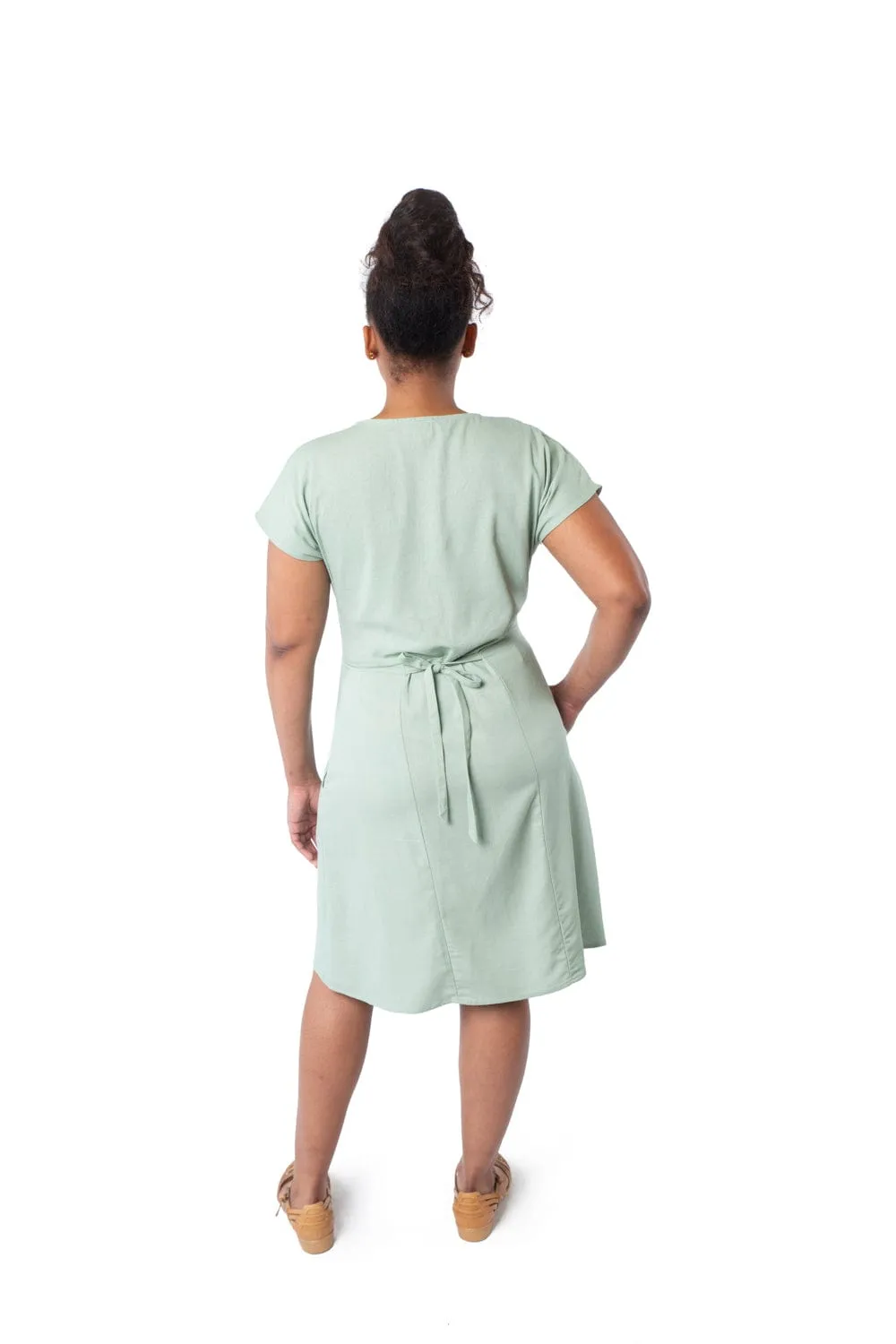 Dolman Dress in Sage Linen Cool Comfort Mood Glow
