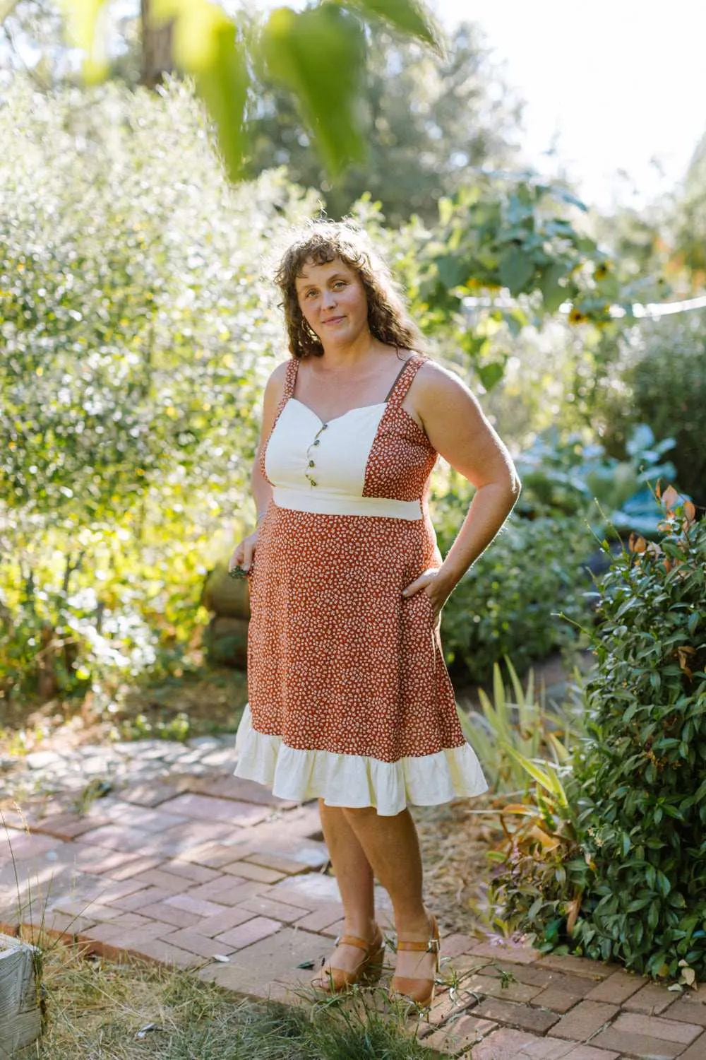 Daily Confidence Gemma Dress in Rust Floral and Oat