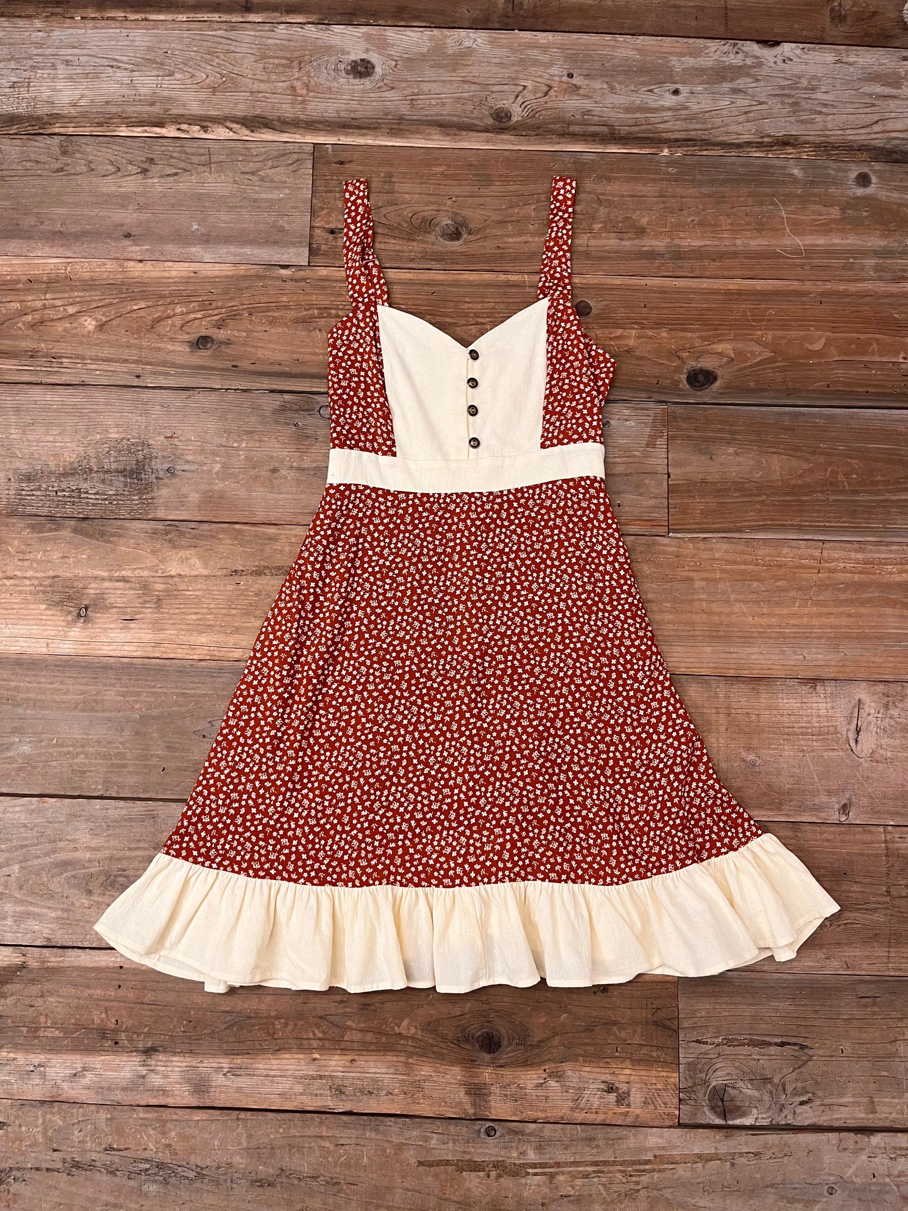 Gemma Dress in Rust Floral and Oat Soft Glide Travel piece