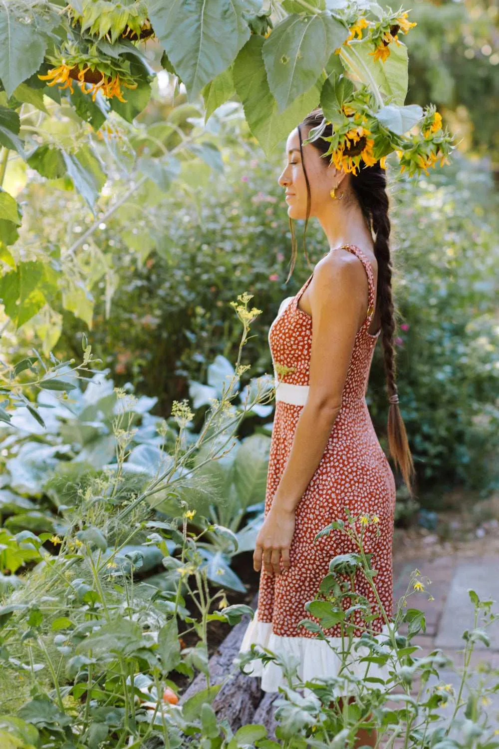 Light Mood Gemma Dress in Rust Floral and Oat