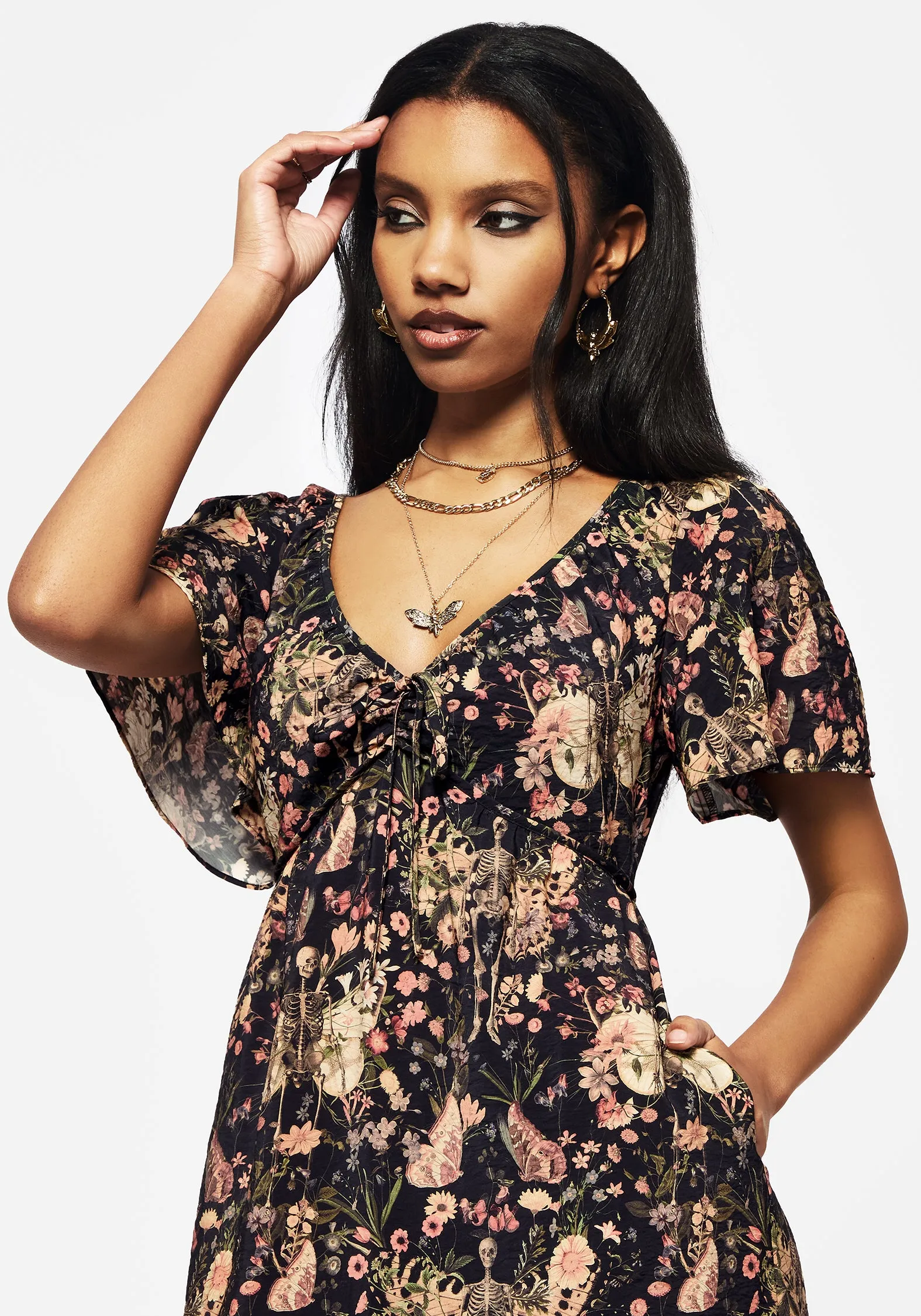 Pixie Floral Print Tie Front Maxi Dress Simple Flow Playful and flirty dress