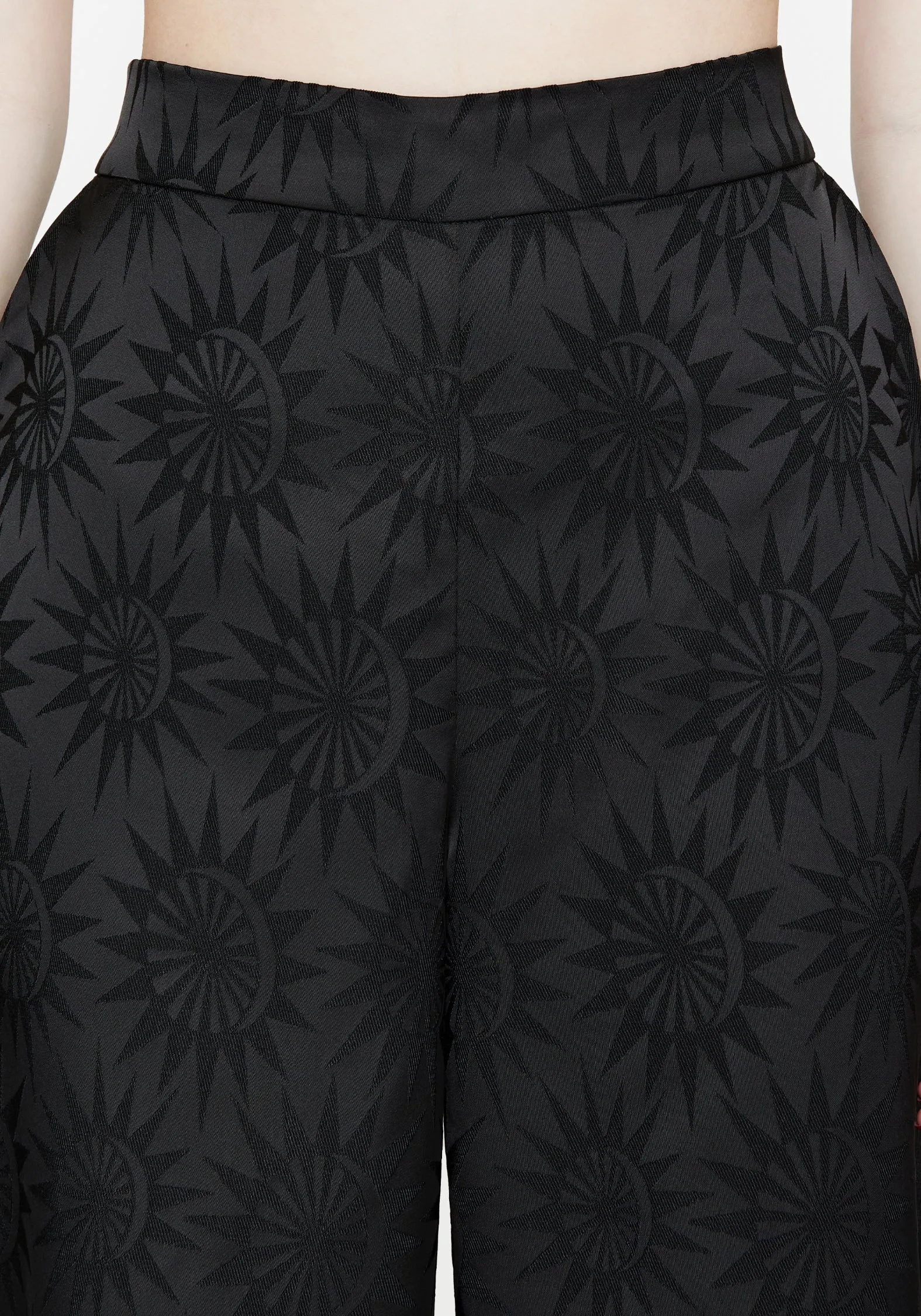 Fashion Detail Striped Design Semine Celestial Printed Wide Leg Trousers