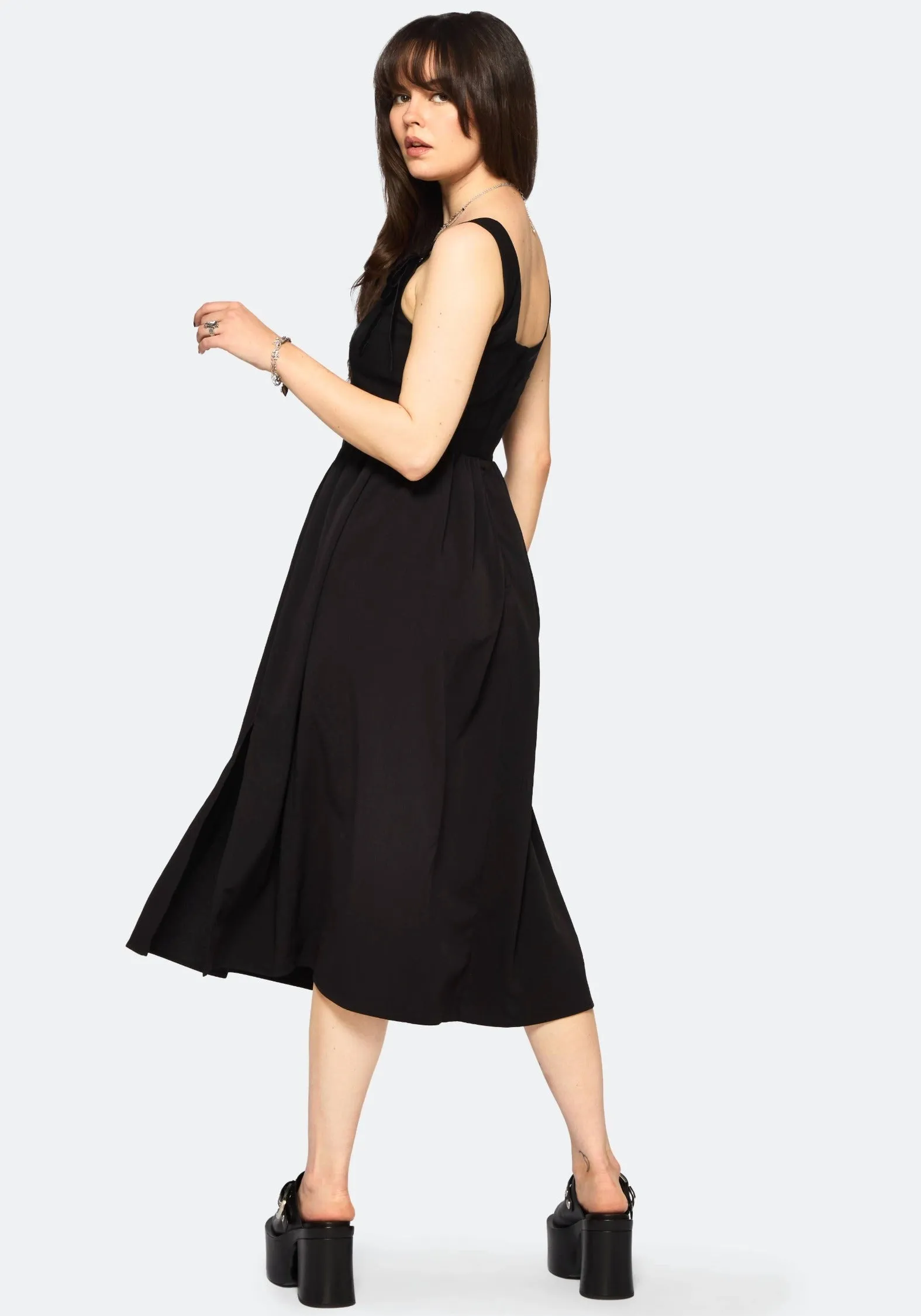 Cybele Embroidered Front Corset Bodice Midi Dress Soft Colorway